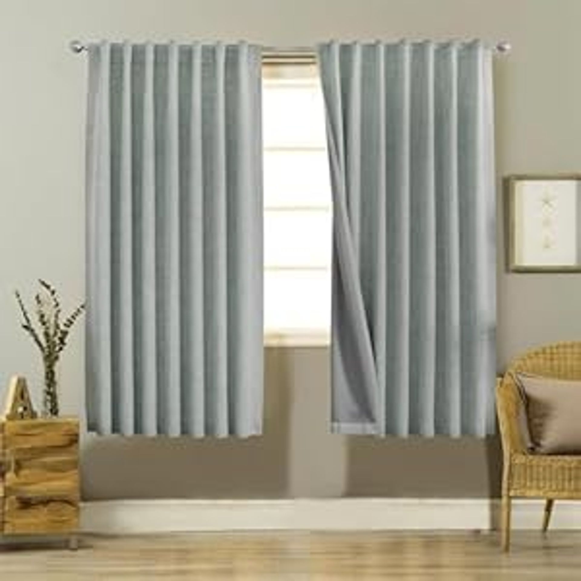 Blackout Thermal Lined Curtains 100% Light Blocking Linen Look with Back Tabs & Rod Pocket Drapes for Bedroom & Living Room - Sage Green 55x68 inch