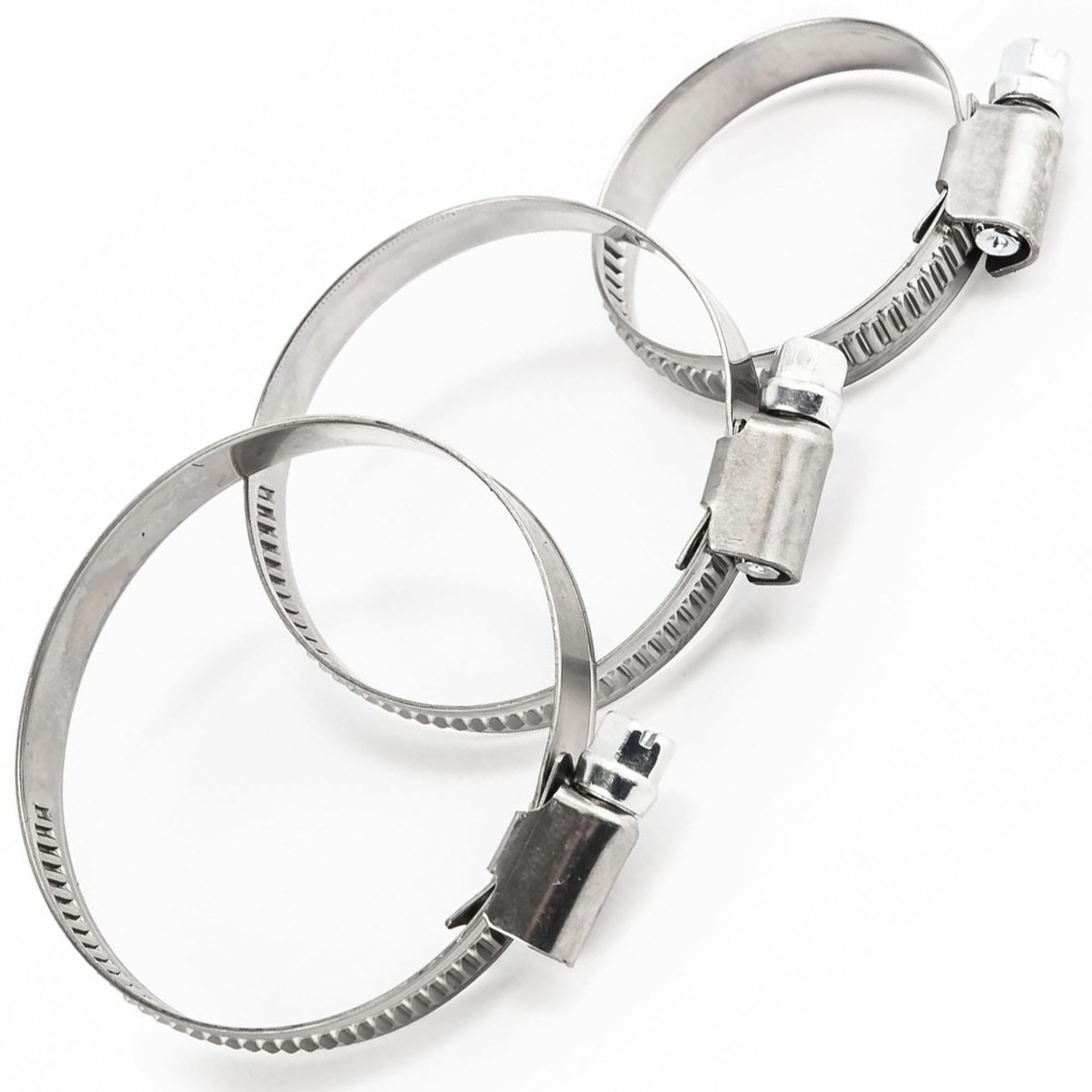 Hose Clips Pipe Clamps Set Worm Drive Premium Adjustable for Ducting and Piping DIY Projects - Silver 140-160mm