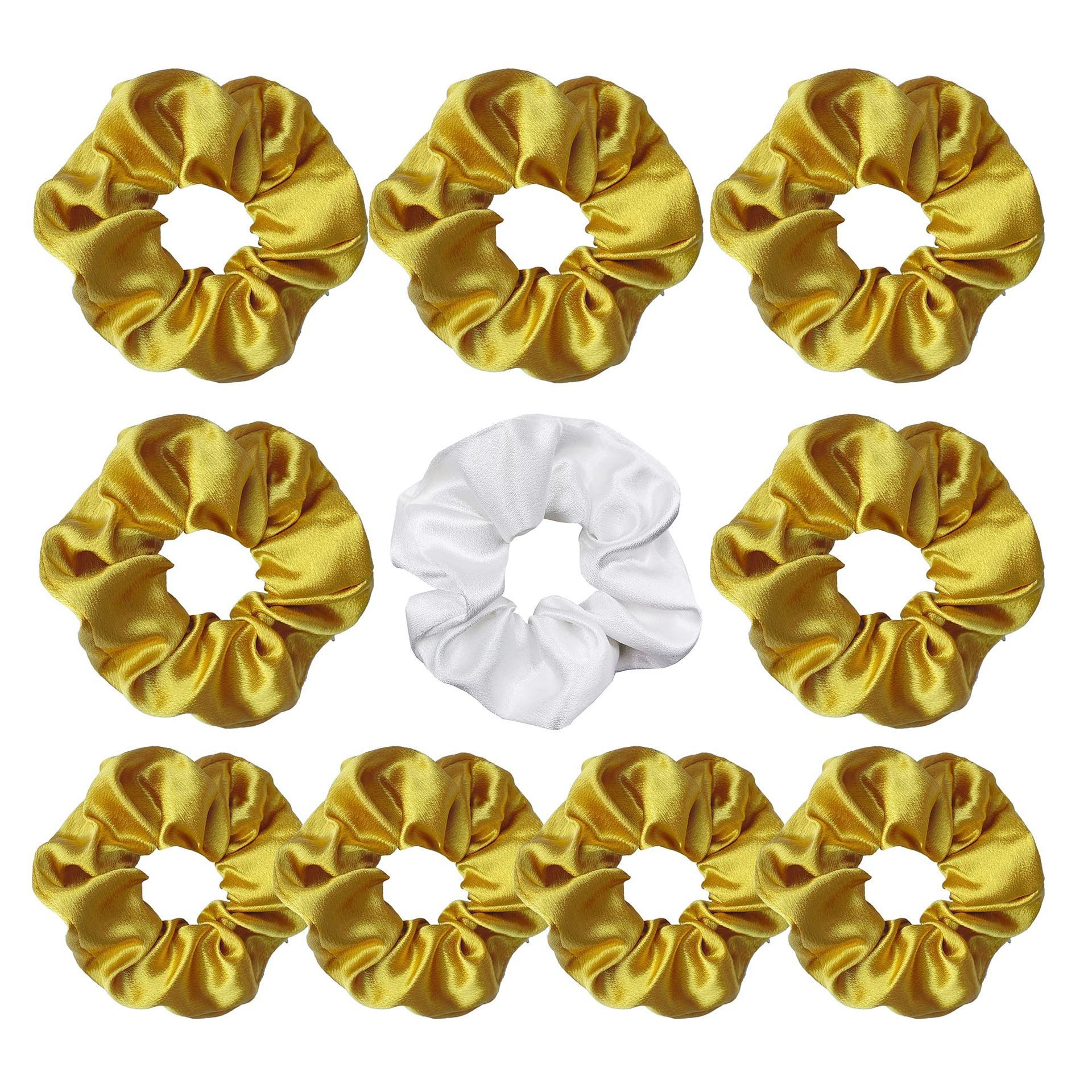 LADY&HOME Yellow Bridesmaids Scrunchies - 10 Pack for Bridal & Bachelorette Parties