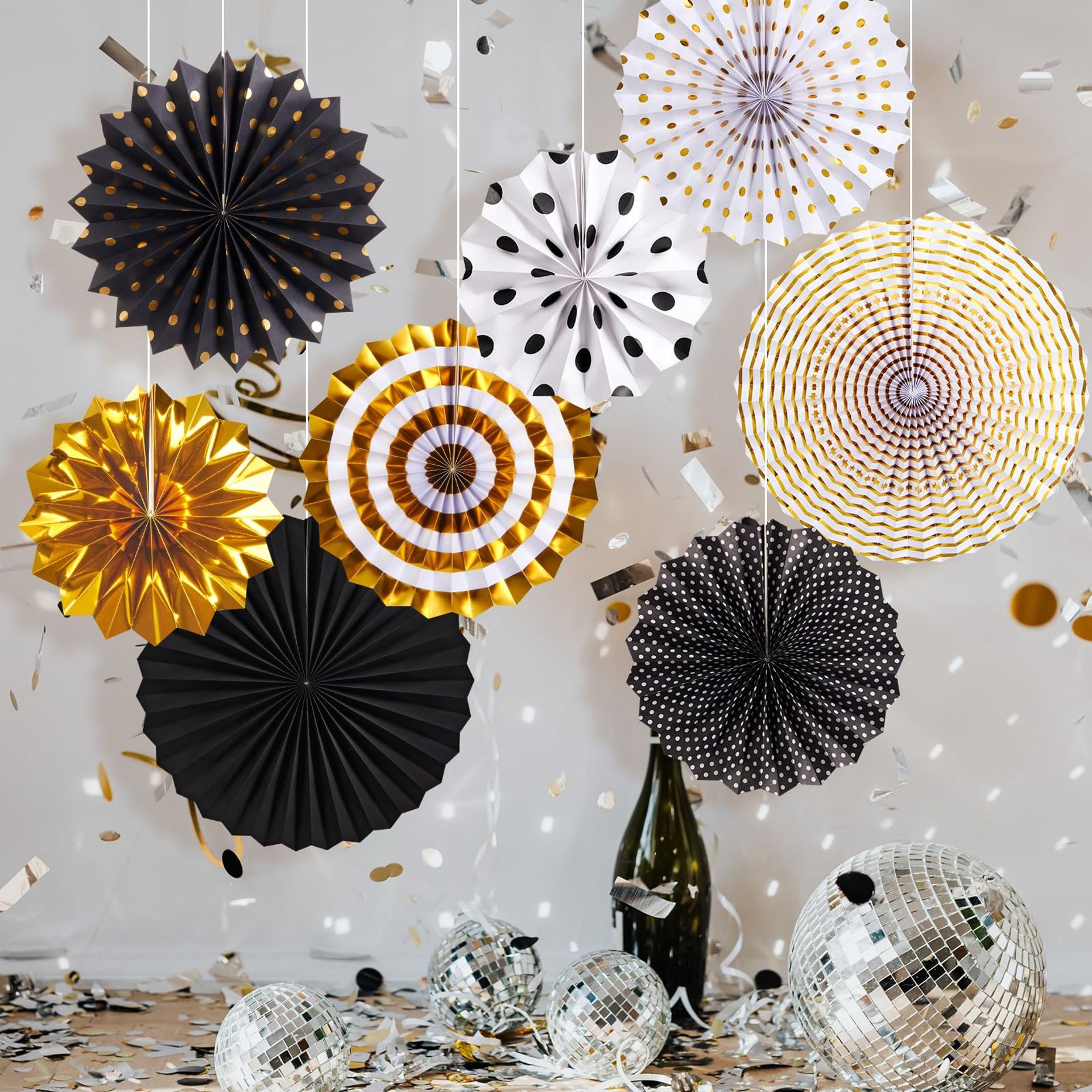 SUNBEAUTY Pink Tissue Paper Fans Decorations, Hanging Paper Fans 13pcs Supplies White Star for Birthday Party Wedding Baby Shower Decoration