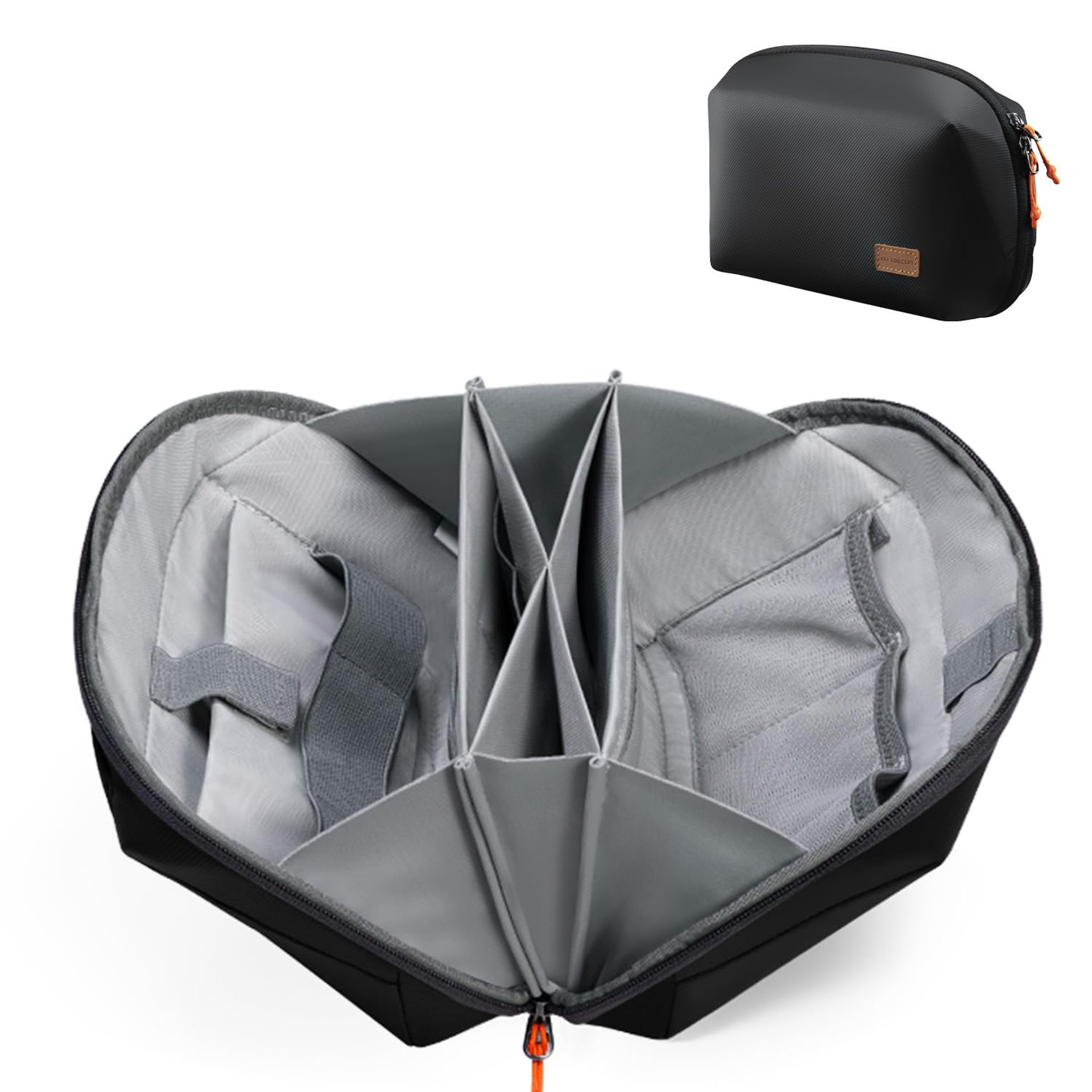 Electronic Tech Pouch 4L Waterproof Camera Accessory & Cable Organiser Bag for Travel, Power Bank, SD Card, Lens Filter & USB Storage - Black One Size