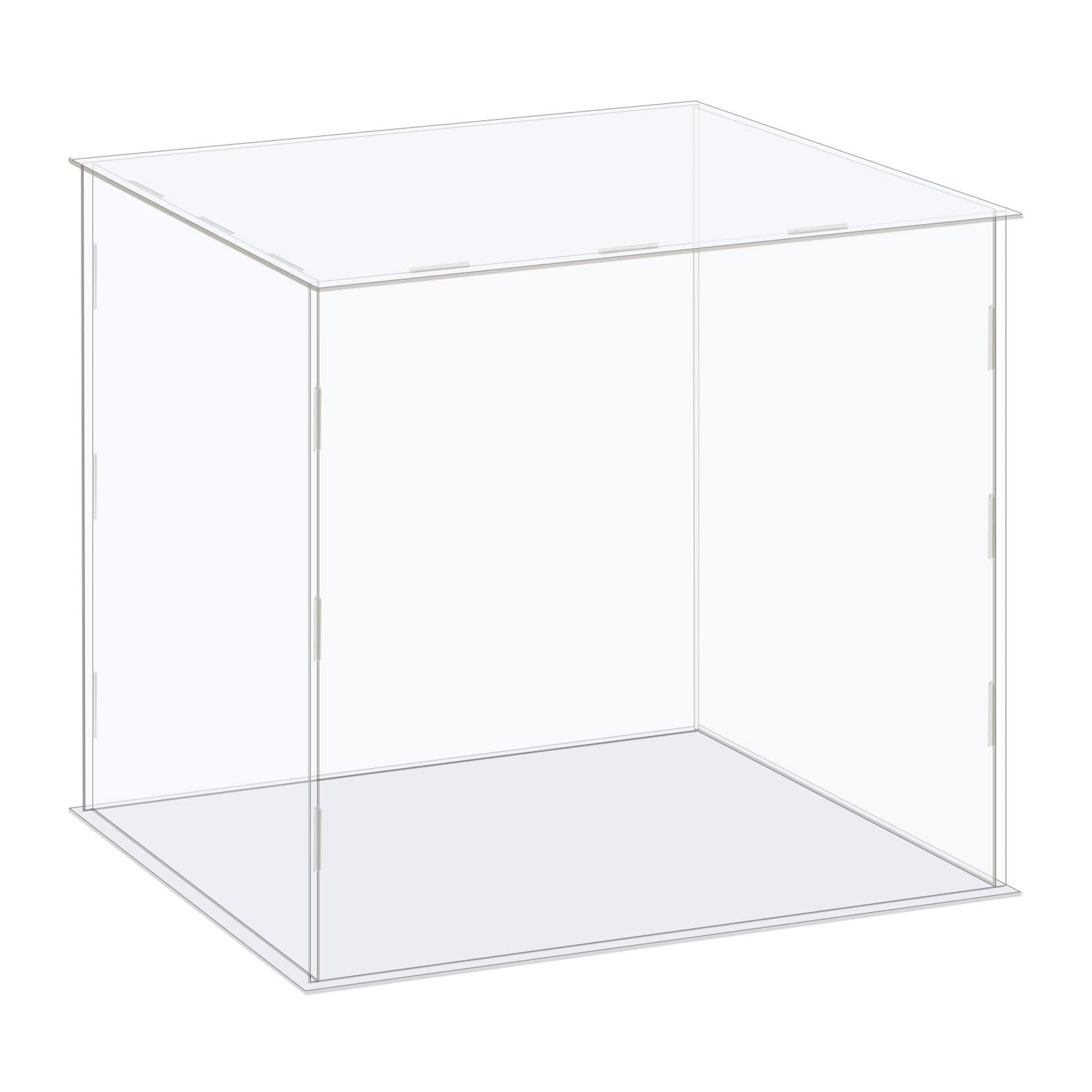 Clear Acrylic Display Case Box with White Base for Collectibles, Figures & Models - 36x31x31cm Dustproof Showcase