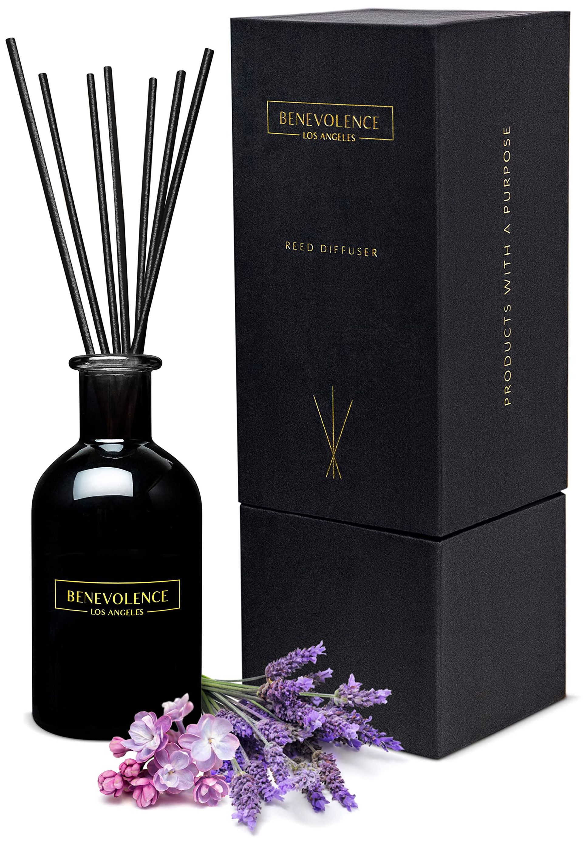 Reed Diffuser Set 120ml Lavender & Lilac Essential Oil Long-Lasting Fragrance Gift for Home or Office - Charcoal 4.06 oz