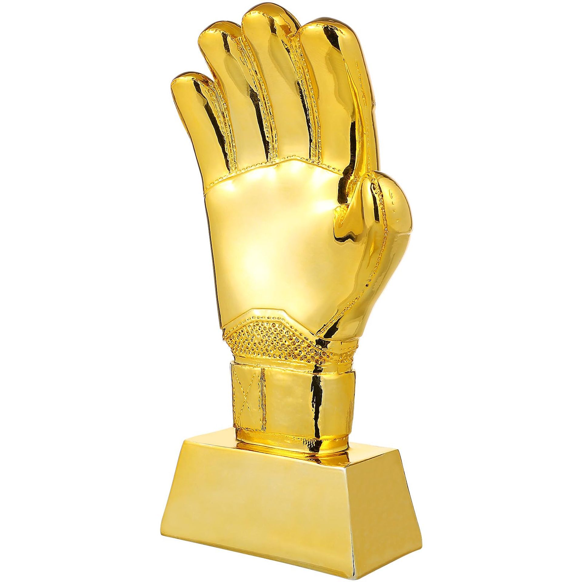 Golden Football Glove Trophy ABS Desktop Soccer Award Cup for Team Sports Competitions and Events - Golden 21x12cm