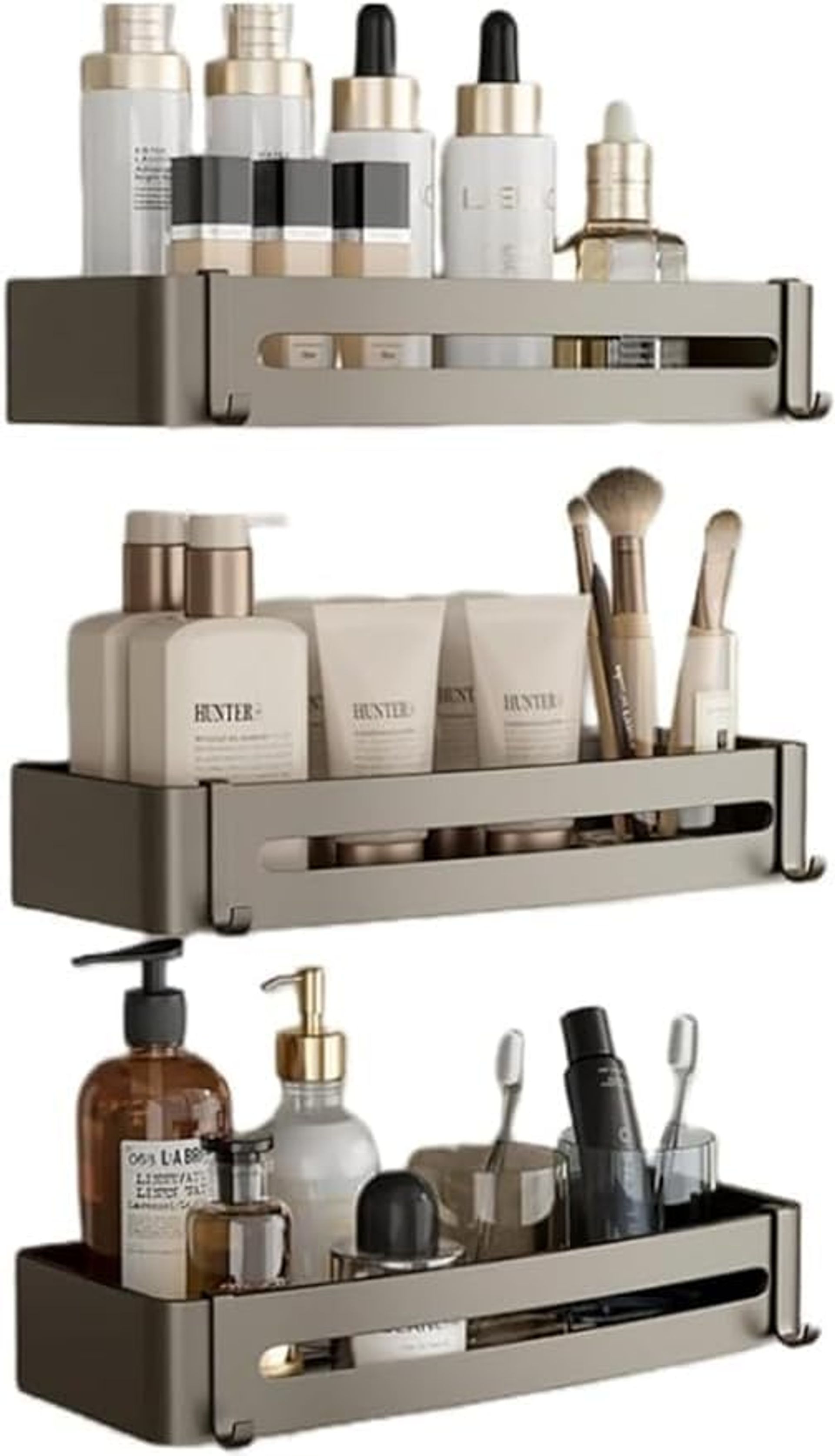 Triangle Corner Shower Caddy with Hook - No Drilling, 3-Tier Storage Rack