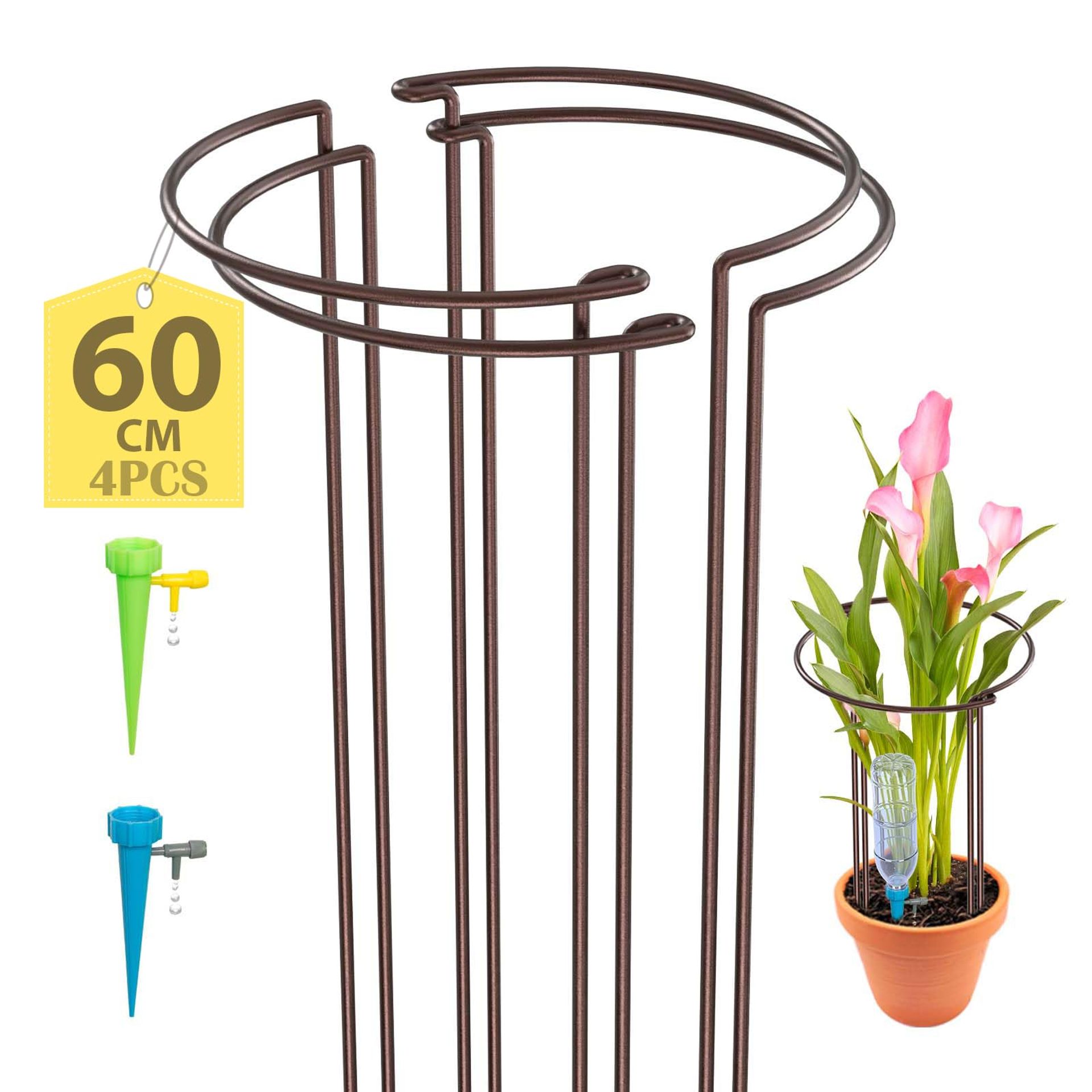 4 Pack 60cm Tall Metal Bow Plant Support Stakes – Strong Half Round Hoops for Flowers, Vegetables & Garden Plants (Bronze)