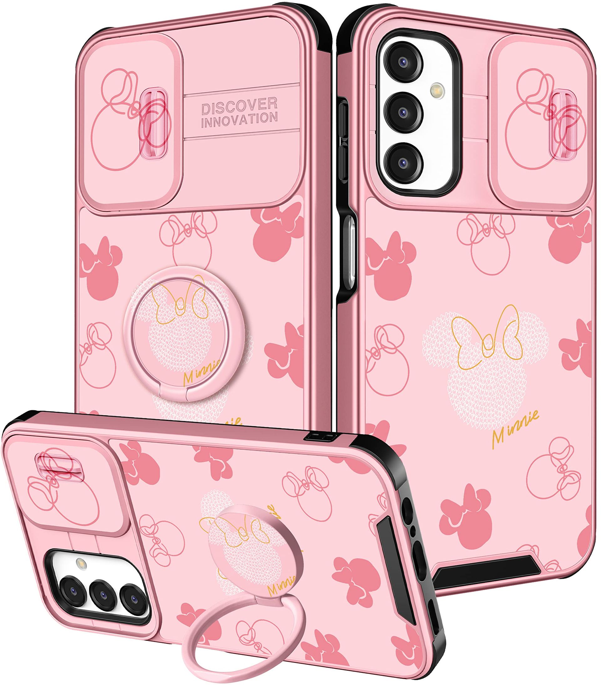 Qerrassa For Samsung A13 Phone Case With Camera Cover+Ring Stand Cute Car