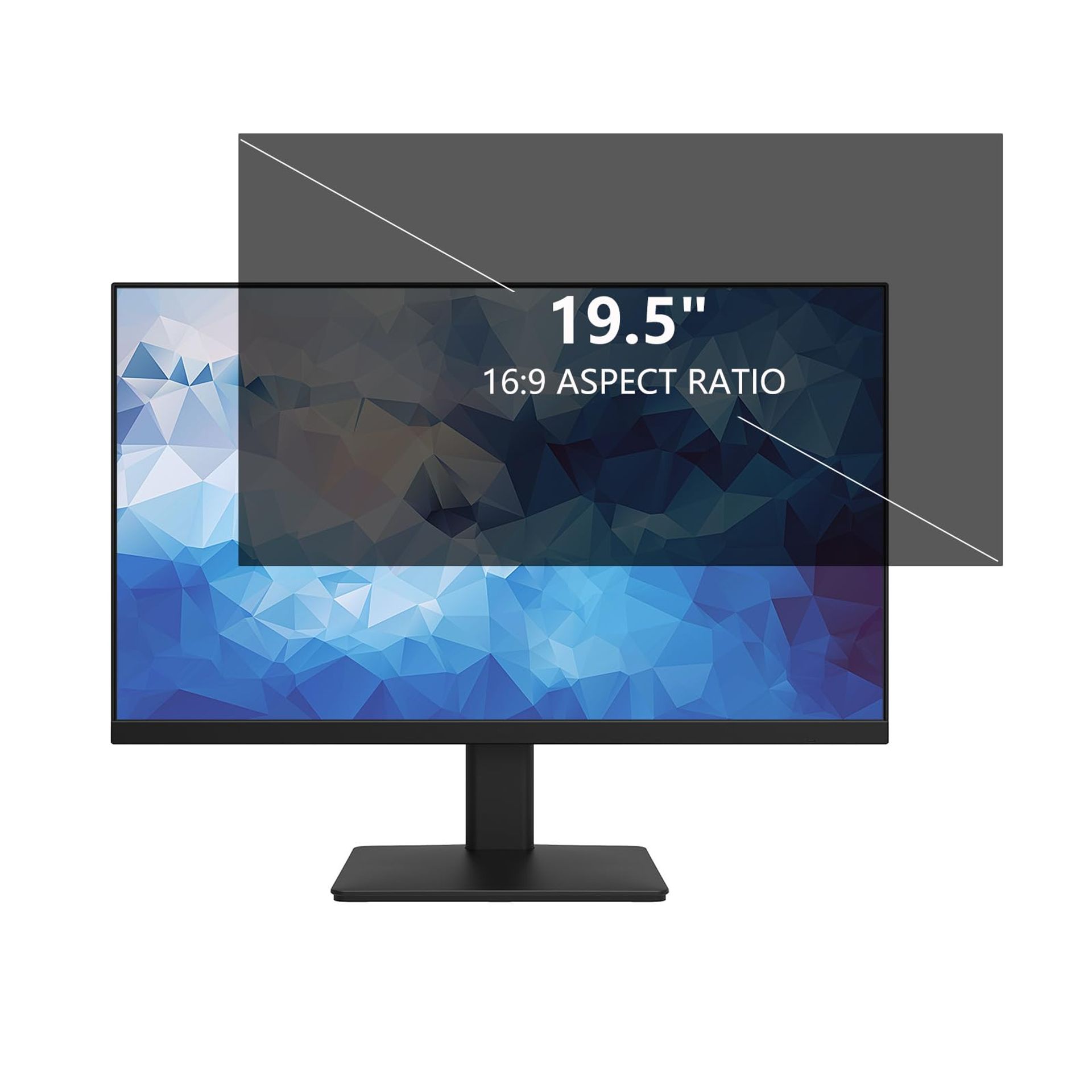 Computer Privacy Screen Filter Anti Blue Light Glare for 16:9 Widescreen Monitors - 19.5 inch