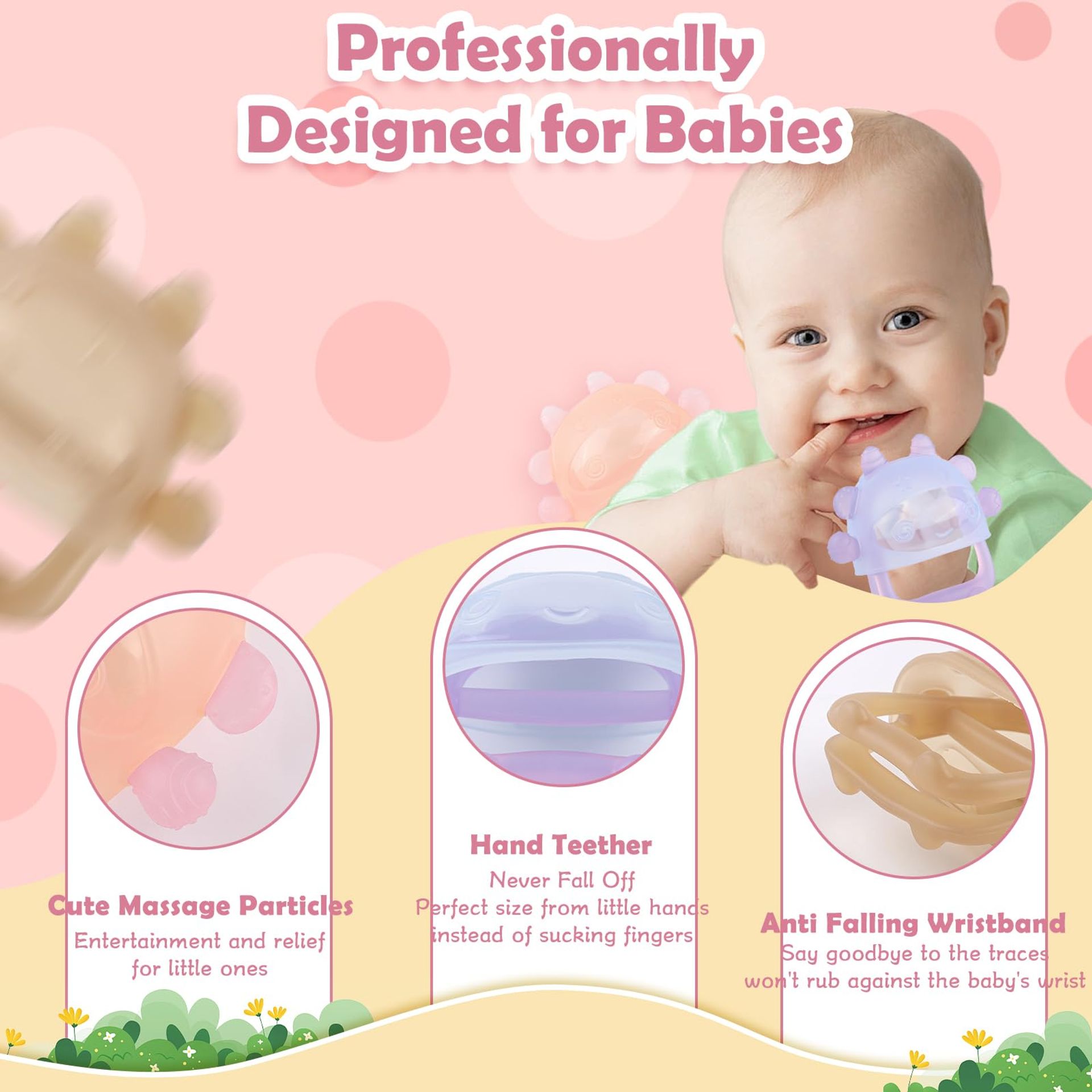 Baby Teething Toys Set 3 Pack Silicone Teether With Soft Glove Mitten Soo