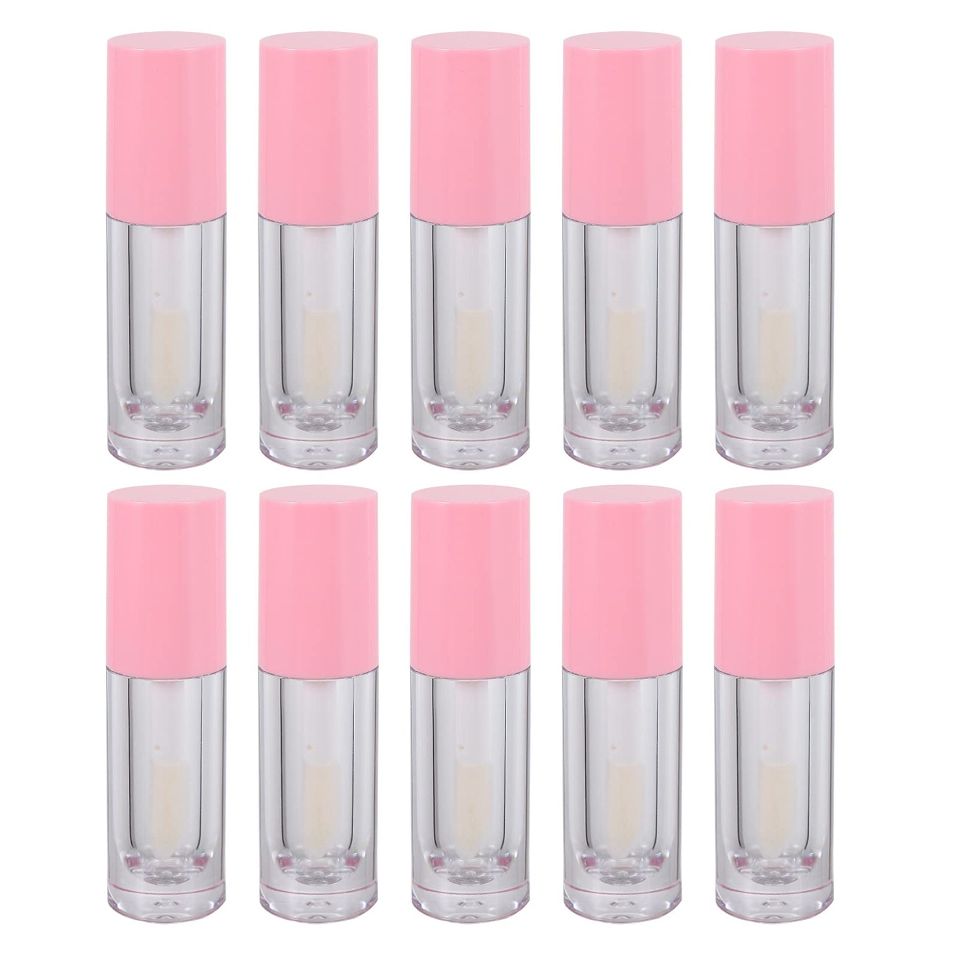 minkissy 10pcs 6ml Empty Lip Gloss Tubes Refillable Lipgloss Containers Transparent Lip Balm Bottles for Lipstick Samples (Pink) - Valentines