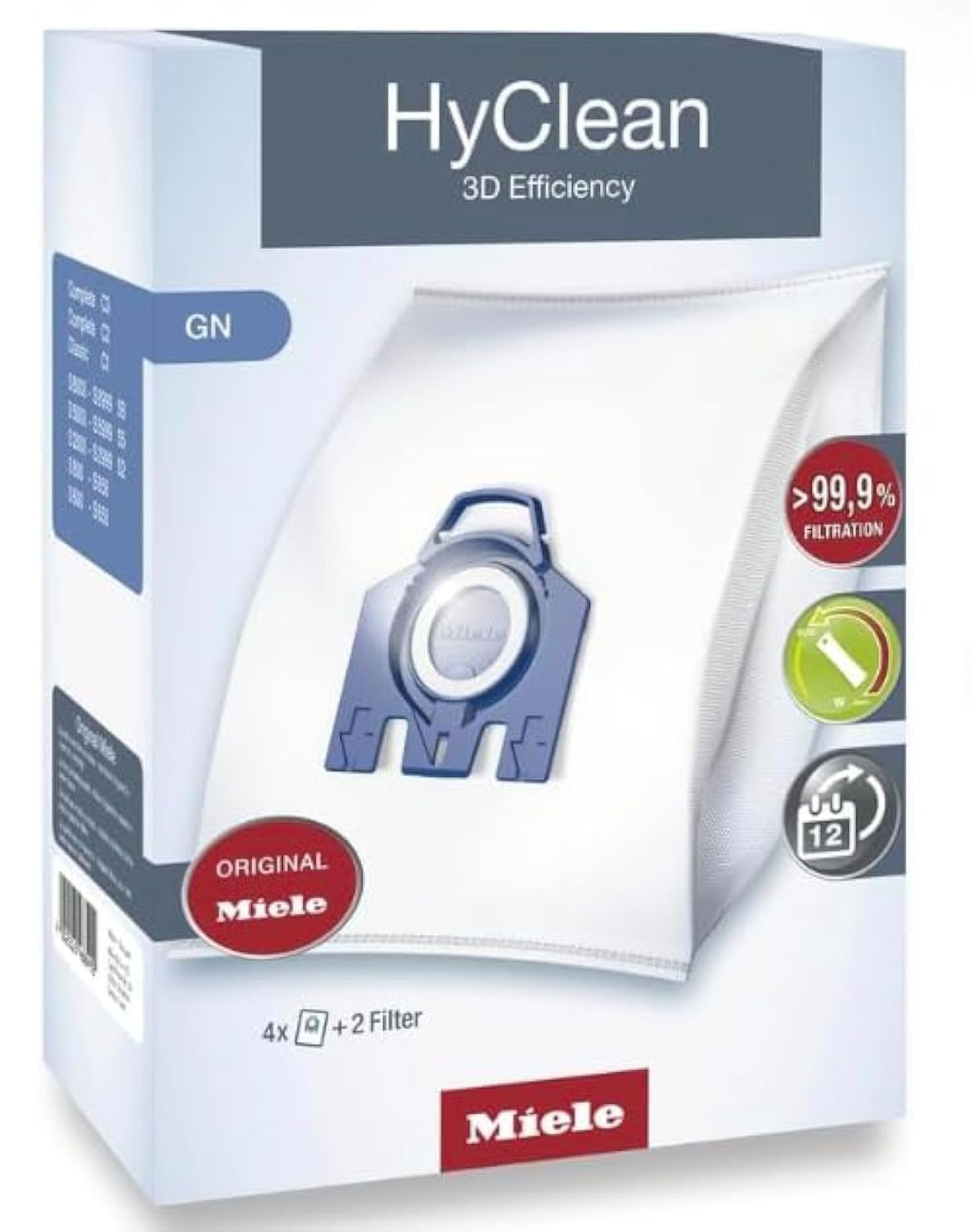 Compatible Vacuum Hoover Bags for Miele 9917730 GN HyClean 3D Microfibre Multi Layer Dust Filtration - Blue GN Type