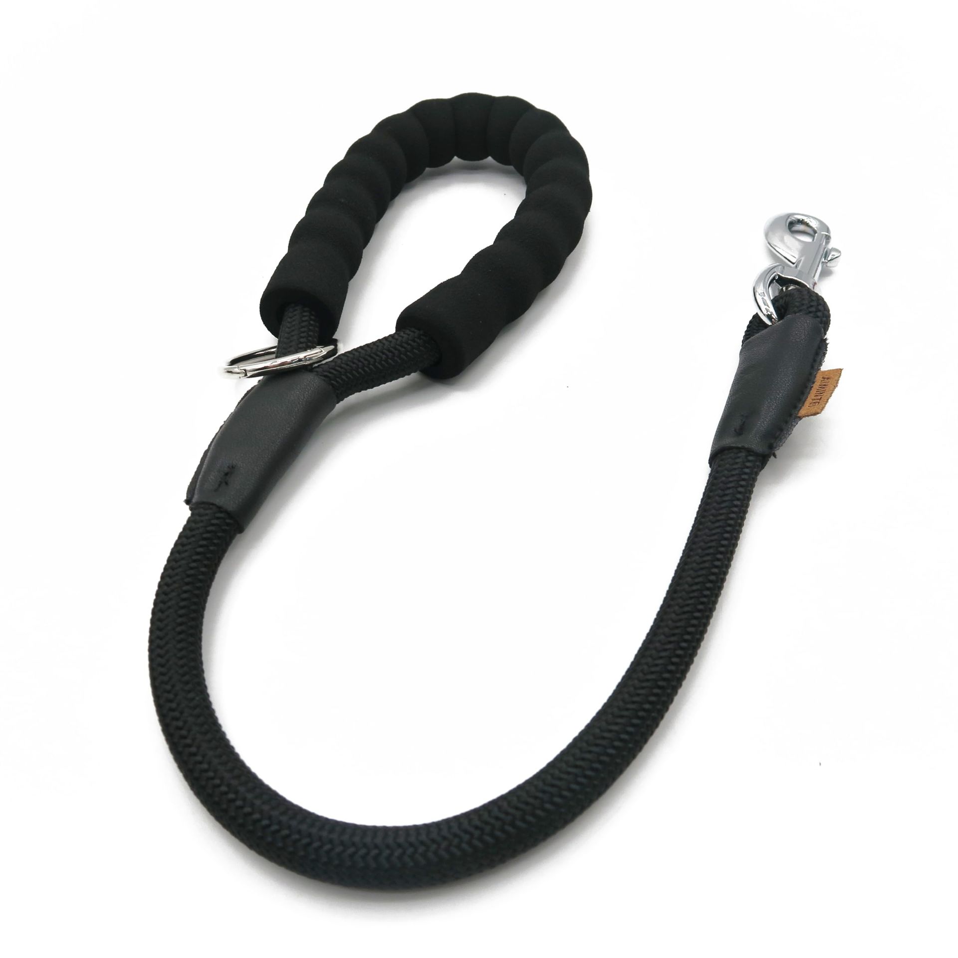 Durable Braided Rope Dog Leash for Medium/Large Dogs - 2FT, Black - Strong Polyester Lead