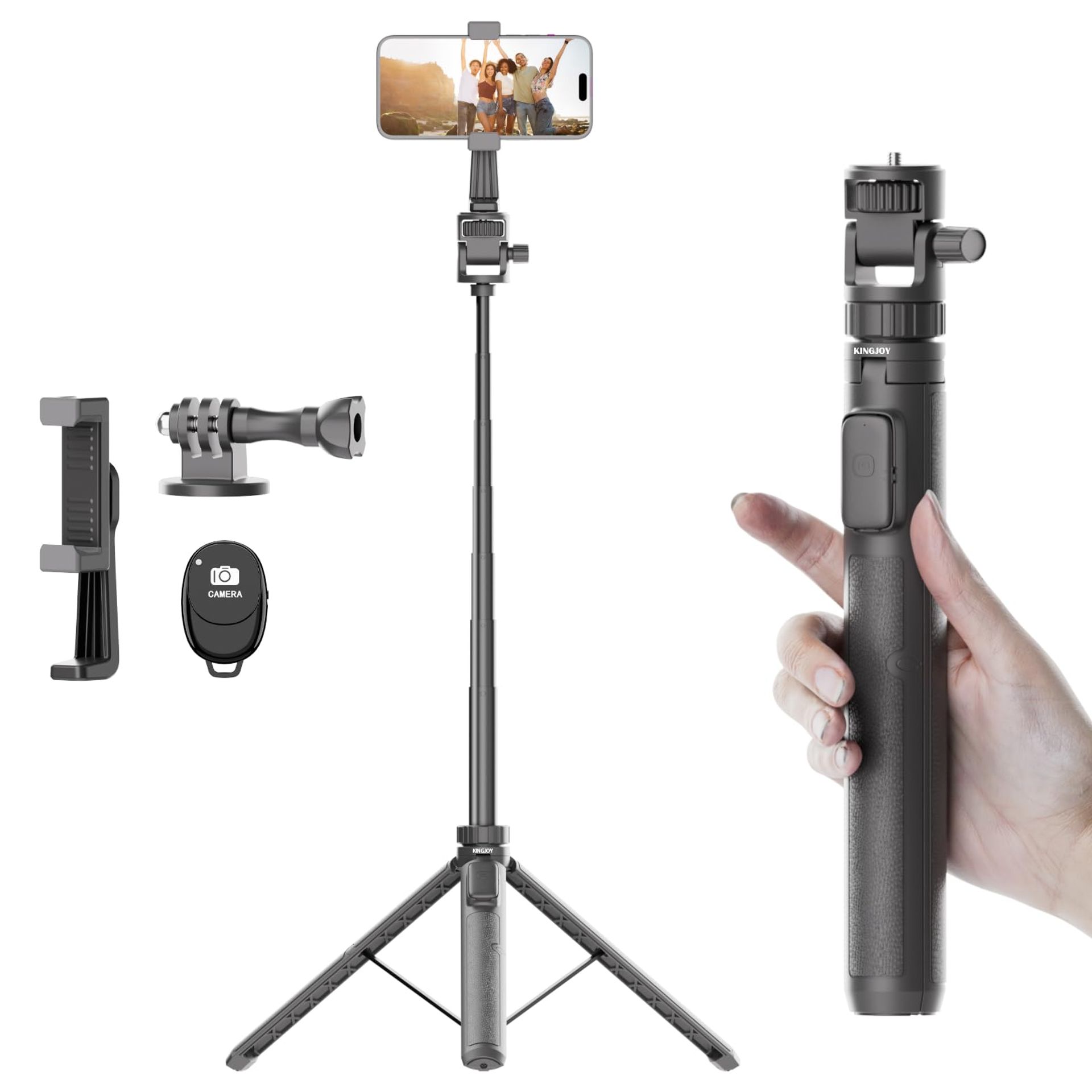 70" Extendable Selfie Stick Tripod with Wireless Remote & Phone Holder for Smartphones & Cameras