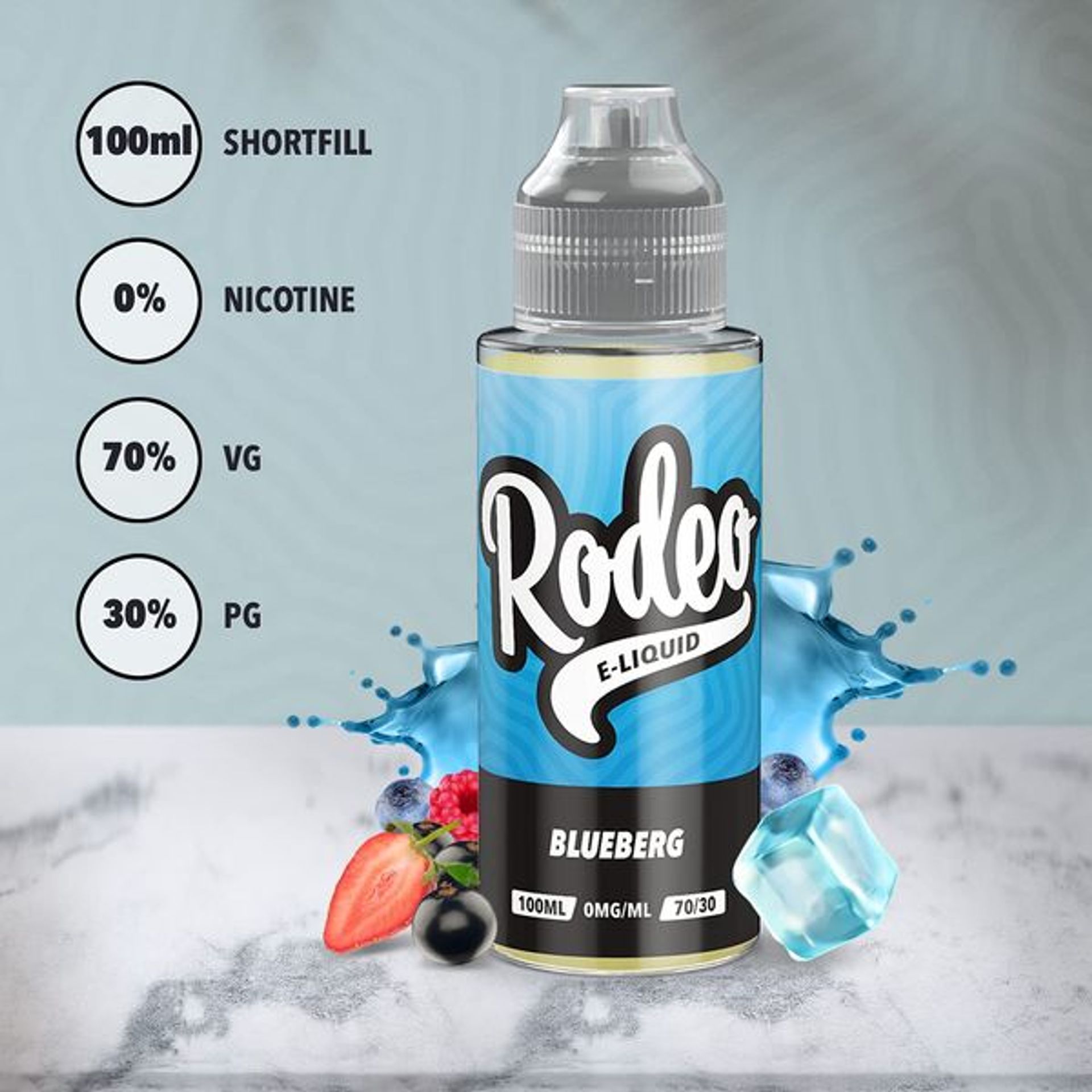 Rodeo Vape Liquid 3 X 100ml Blueberg + Grape + Watermelon Vape Juice E Li