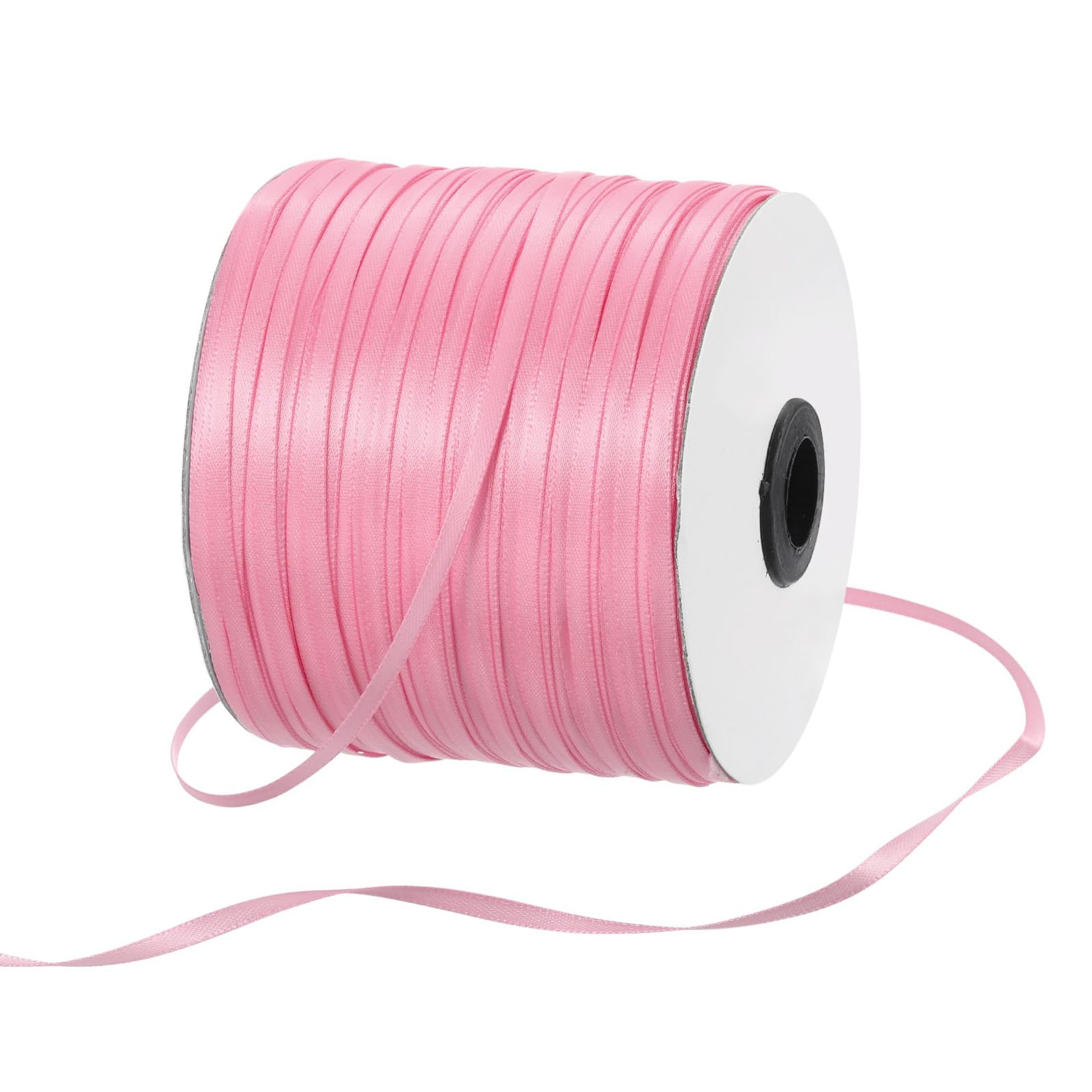 Rebower 3mm Satin Ribbon 460m Thick Double Face Grosgrain Silk Ribbon, [for Gift Wrapping, Hair Bows, Wedding, Cake, Flower] - 500 Yard/1500ft/ Pink