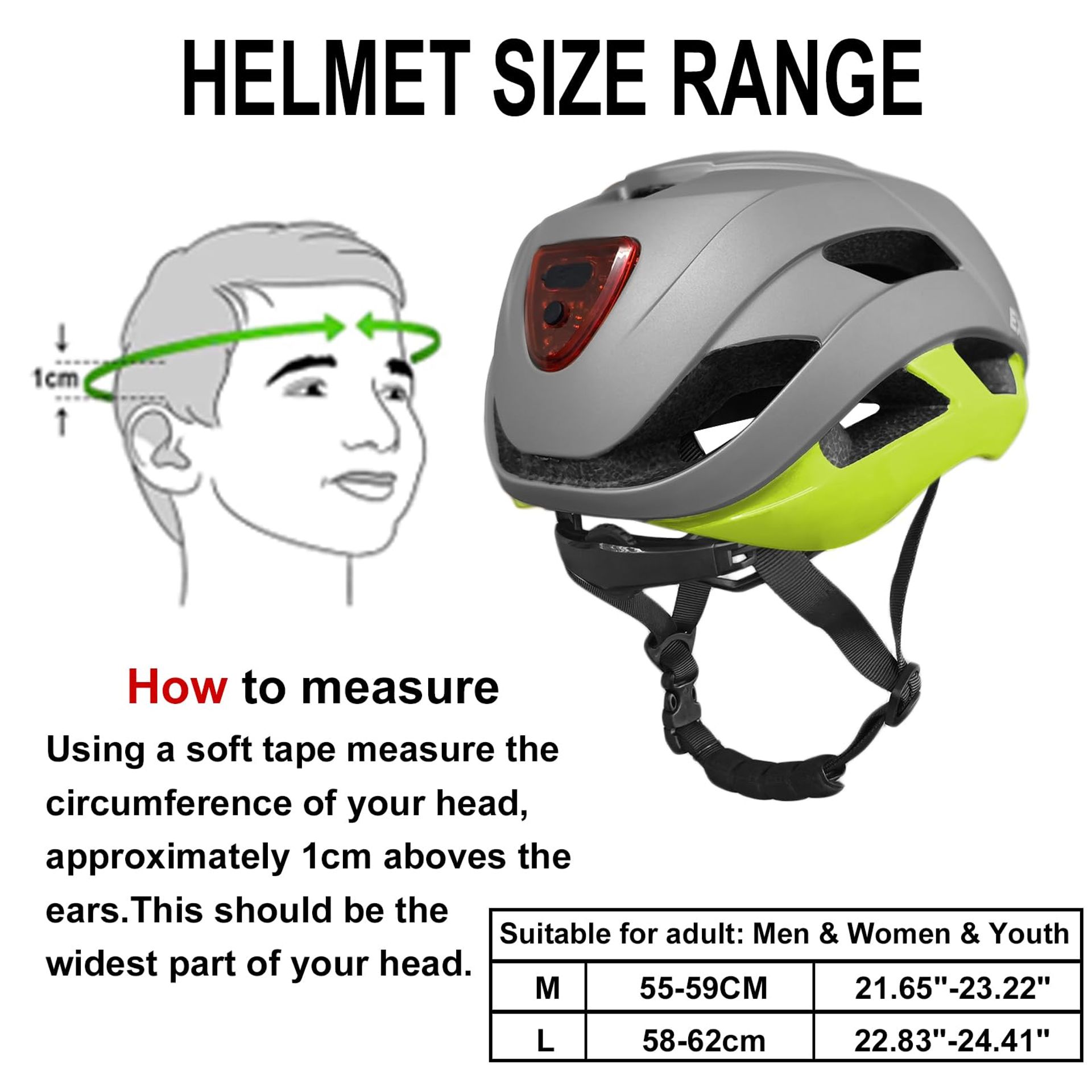 Exclusky Bike Helmet Men Women Road Bike Helmet With USB Light Adjustable