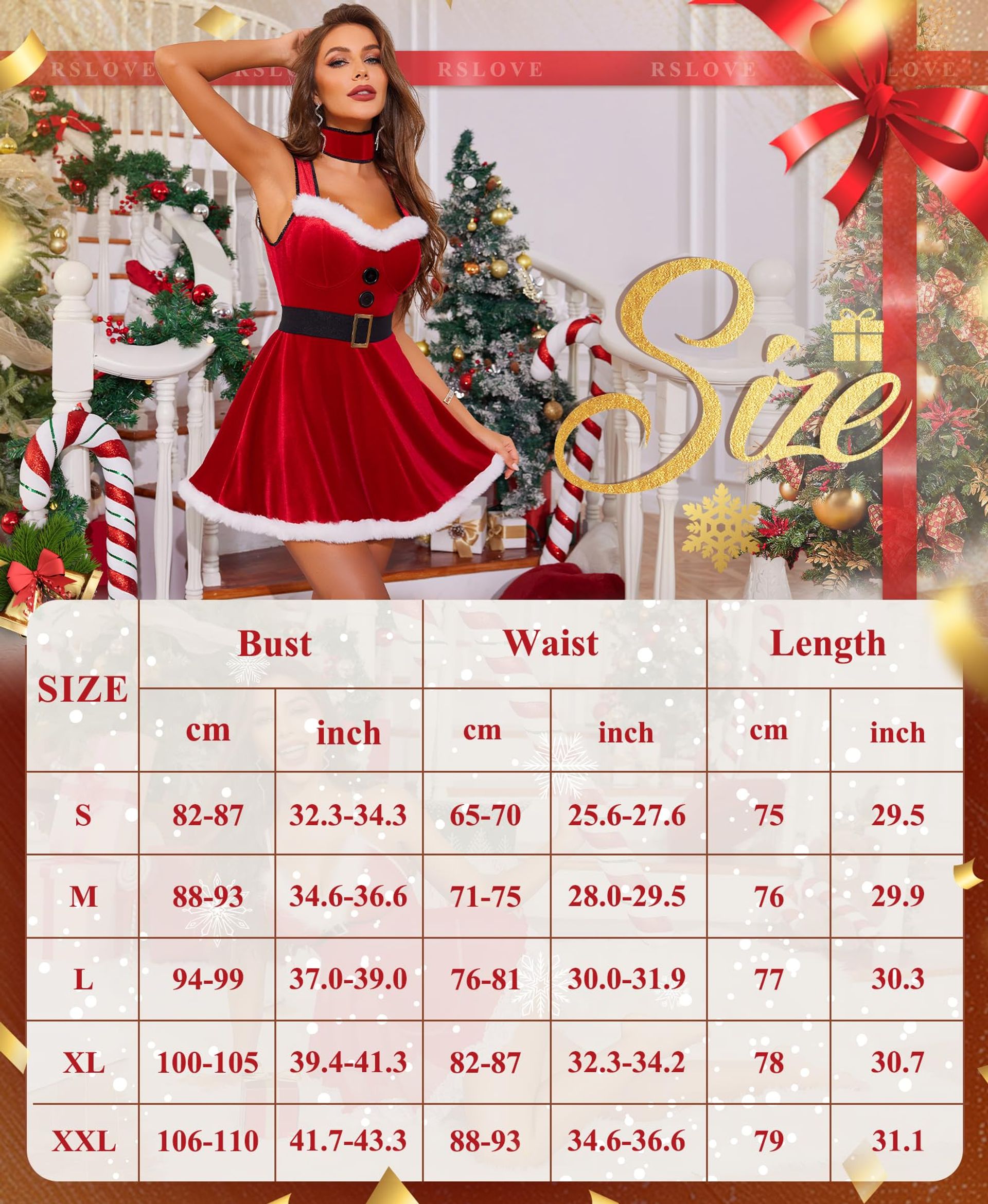 RSLOVE Christmas Lingerie Santa Costume - Christmas Sexy Lingerie Babydol