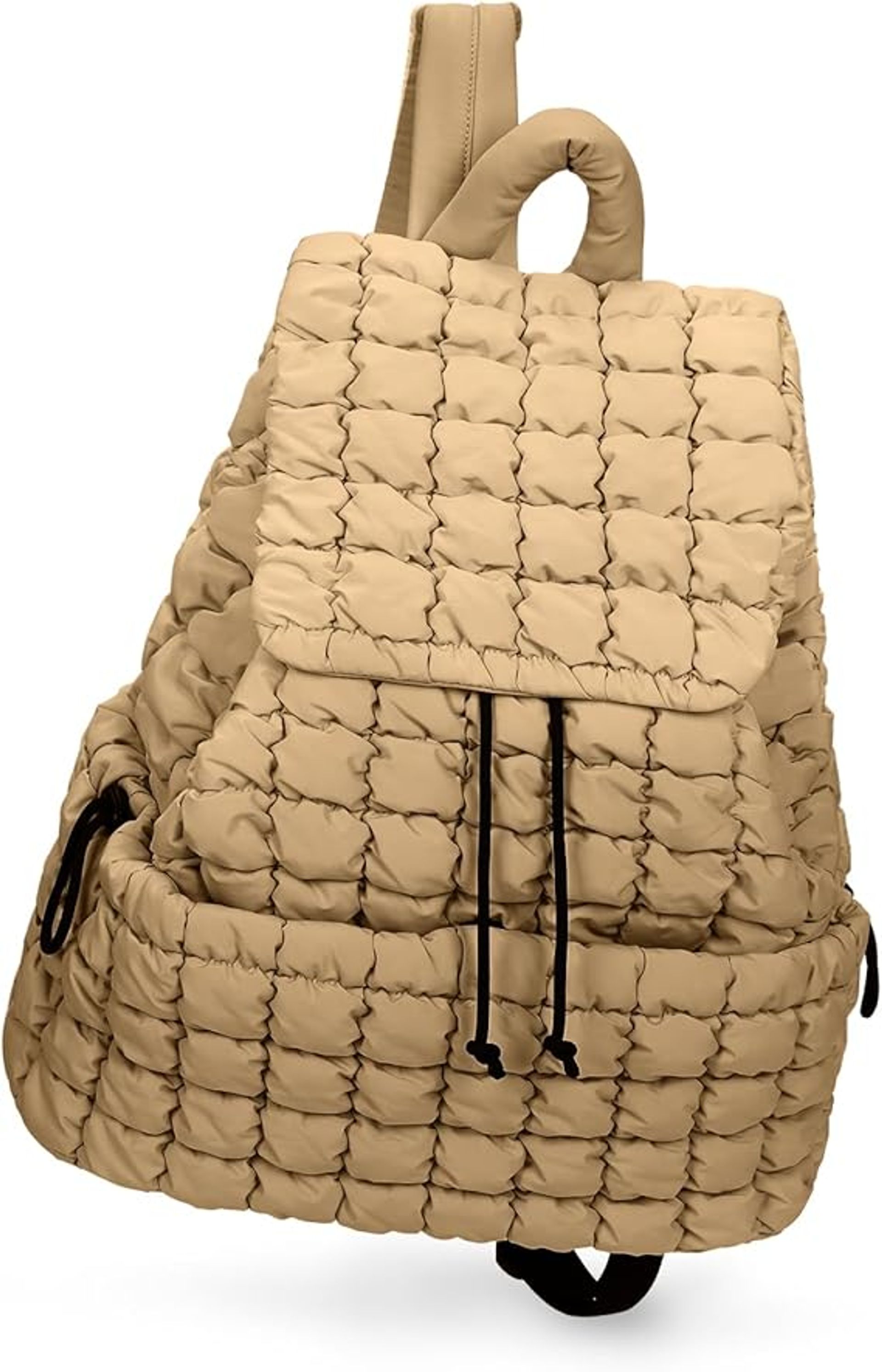 Lightweight Quilted Backpack with Drawstring & Pockets - Ideal for Gym, Travel & Casual Use