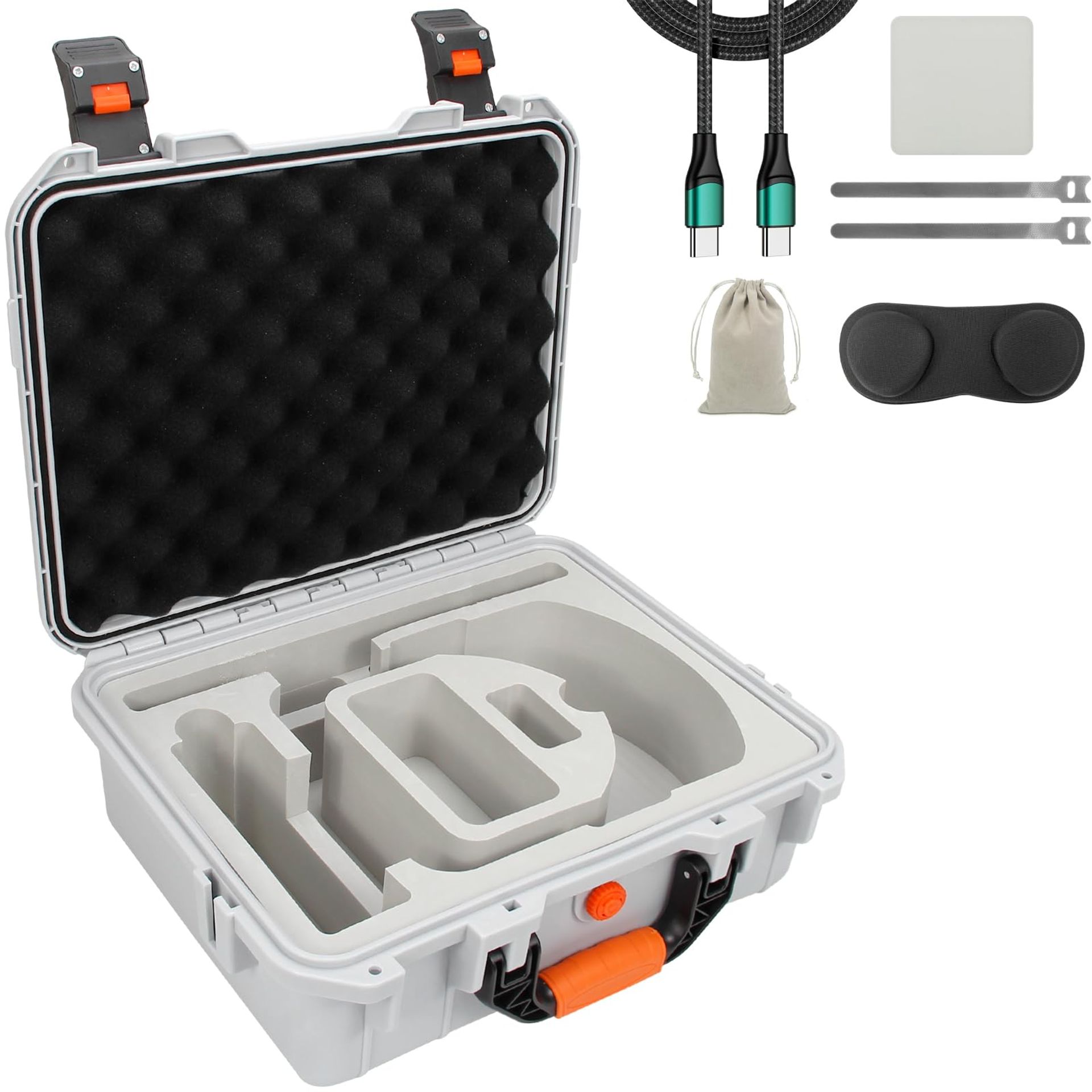 Hard Case for Apple Vision Pro with Waterproof Protection & Accessory Storage - Grey Travel Carry Case
