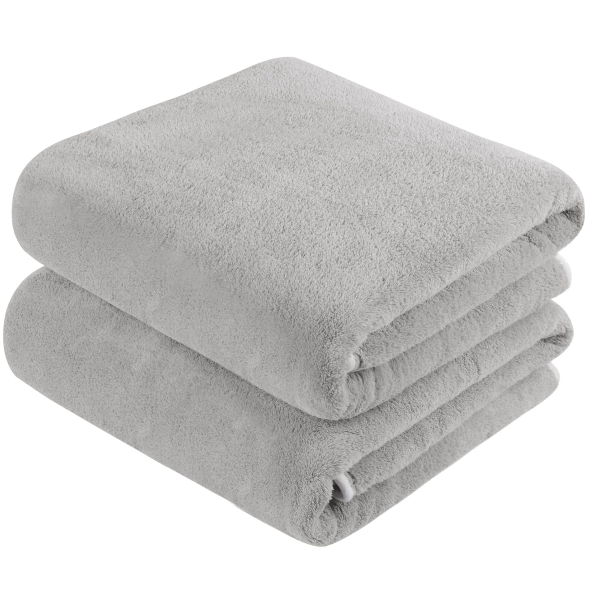 Extra Large Microfibre Bath Towels 76x152cm - Quick Dry, Super Absorbent & Soft, 2 Pack Light Grey for Bathroom, Spa & Pool
