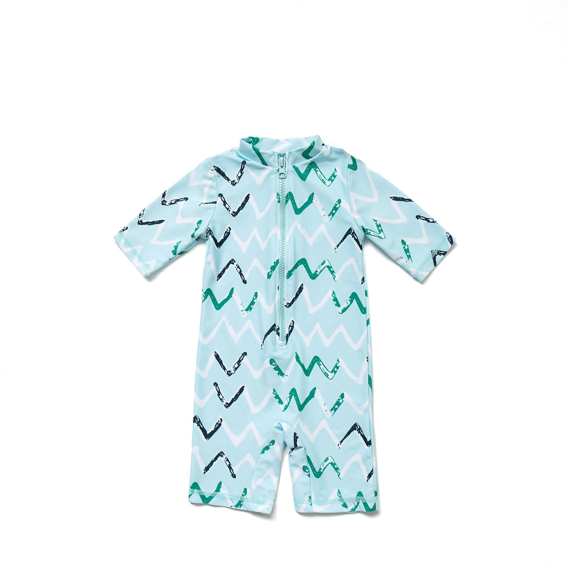 Baby Boys Sunsuit with Sun Hat, UPF 50+ Protection, All-in-One Swimwear - Green 18-24 Months
