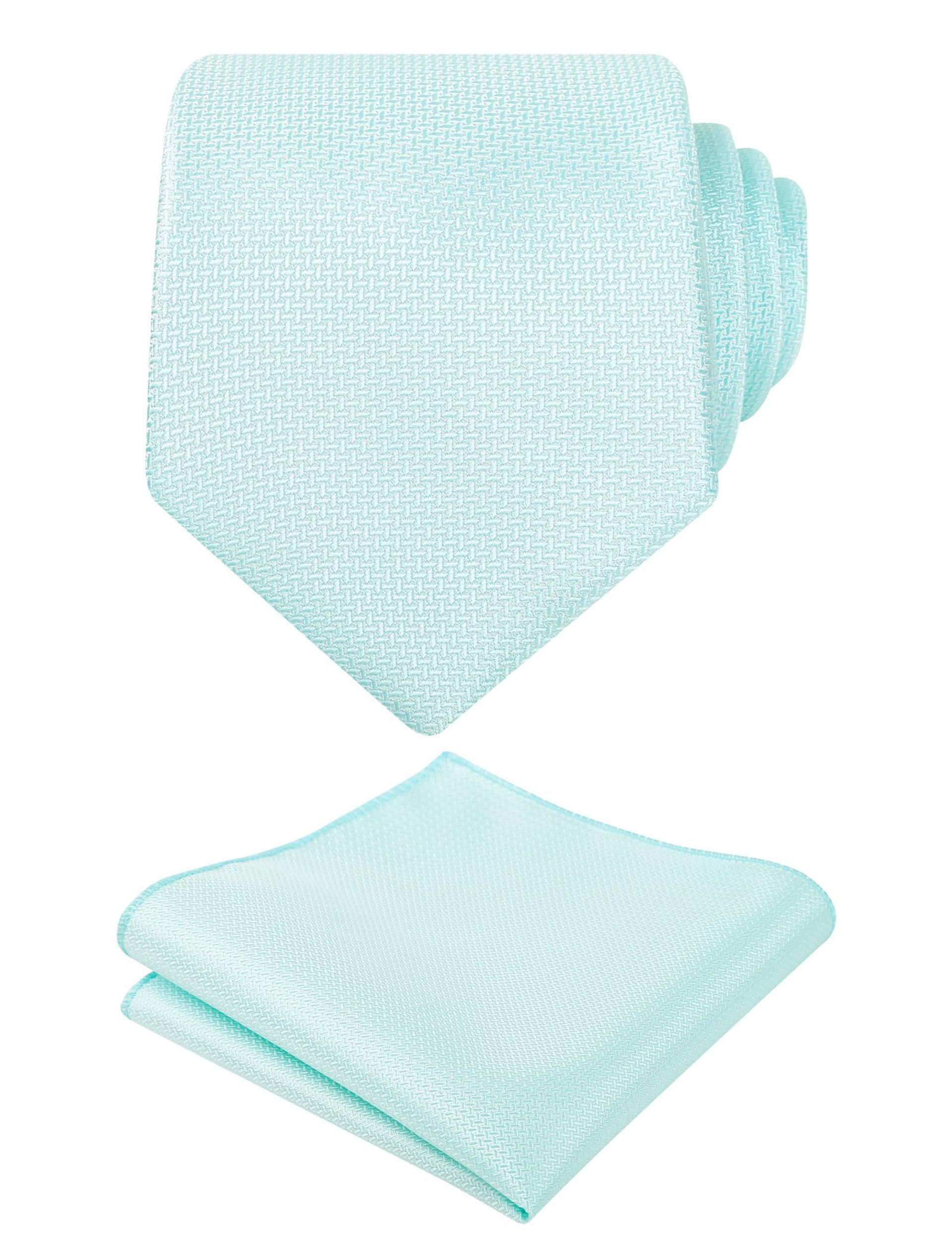 Alizeal Men's Light Mint Tie & Hanky Set - Classic Style for Weddings & Parties