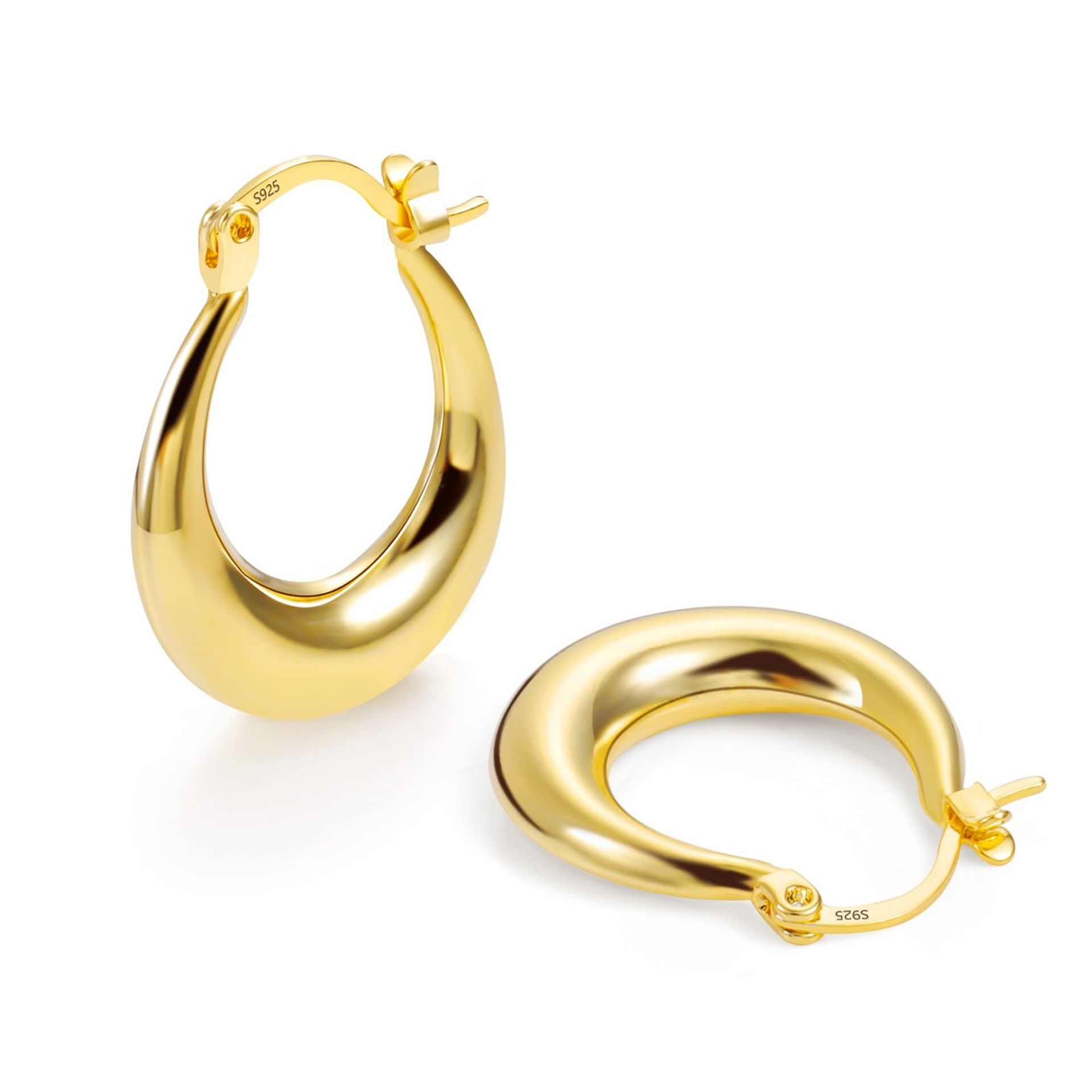 Chunky Gold Hoop Earrings for Women, Hypoallergenic Waterdrop Design, Perfect Gift for All Occasions