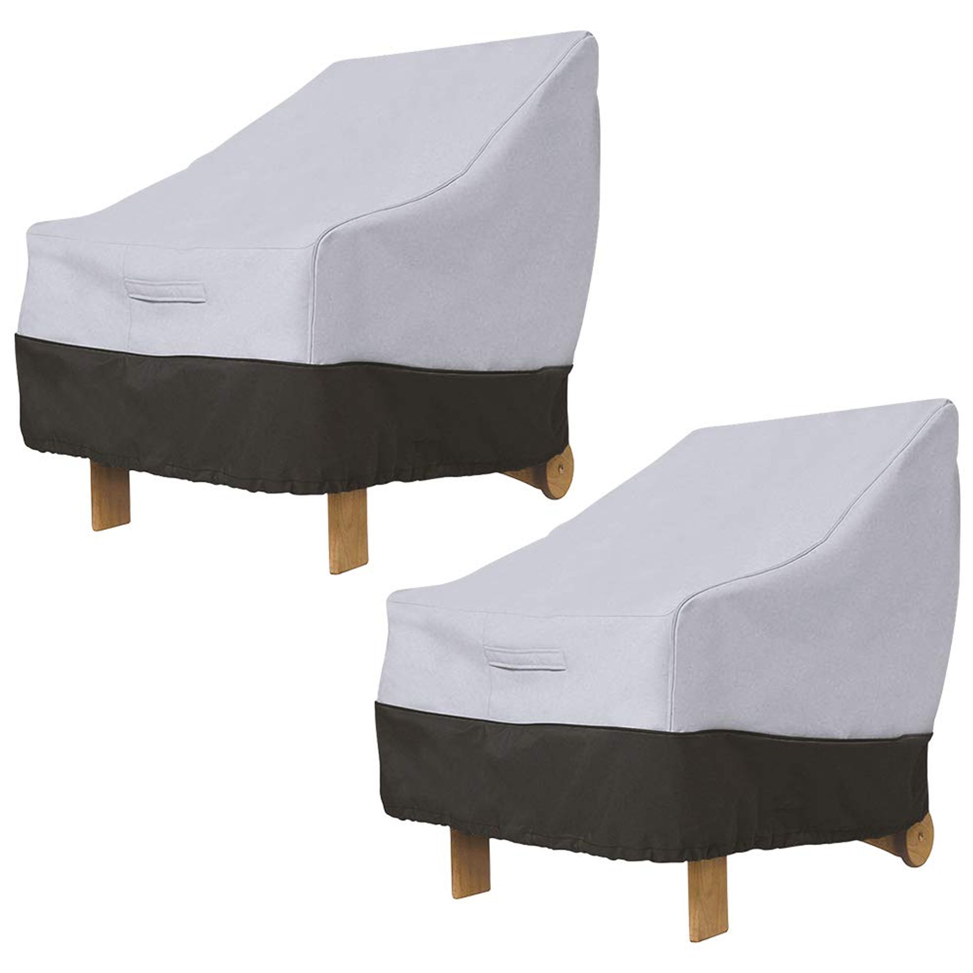 2PCS Waterproof Patio Chair Covers for Garden Lounge Chairs – Heavy Duty Oxford Fabric, High Back Armchair Protection, Grey 96.5x89x79cm