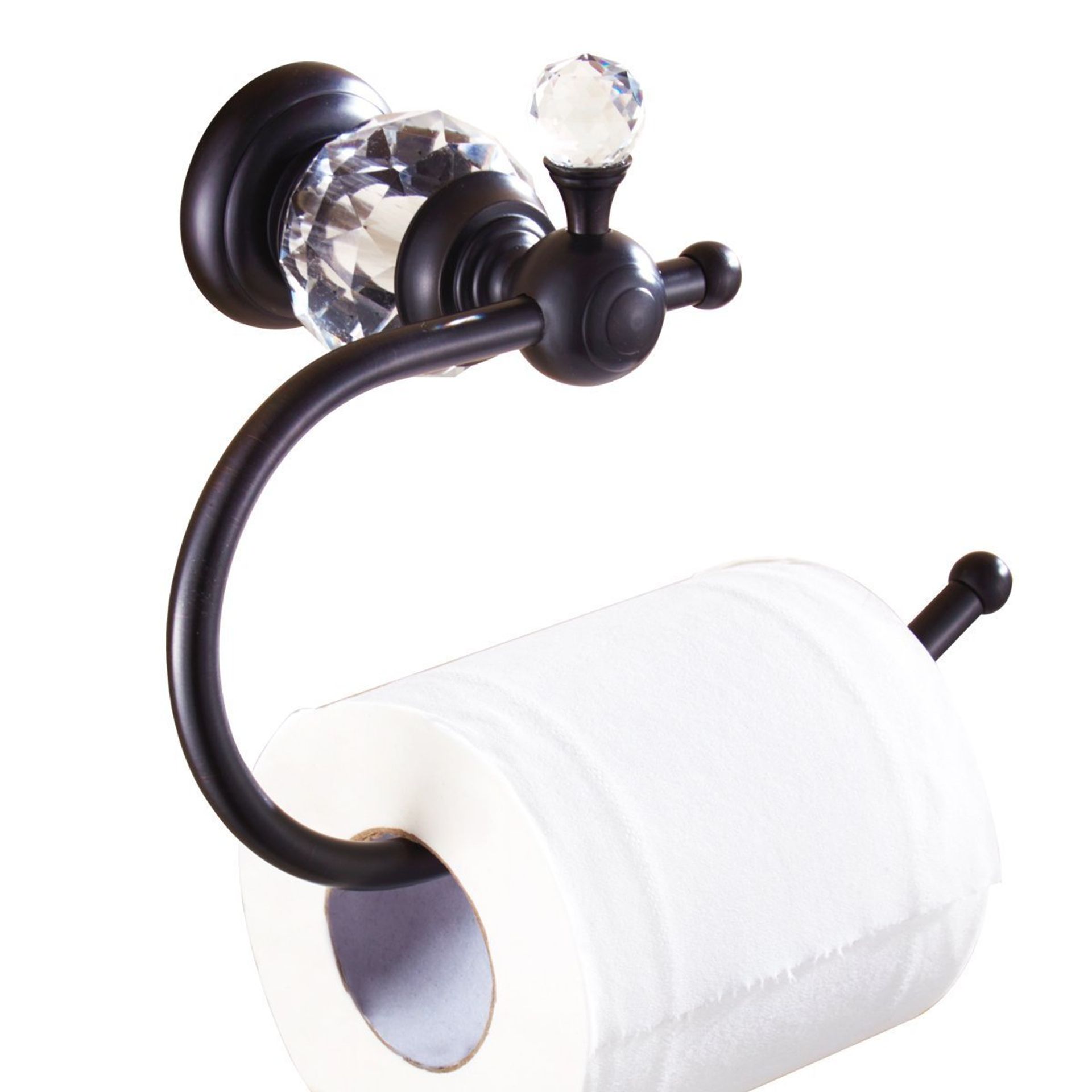 Luxury Crystal Toilet Paper Holder - Wall Mounted, Oil-Rubbed Bronze, Elegant Brass Construction