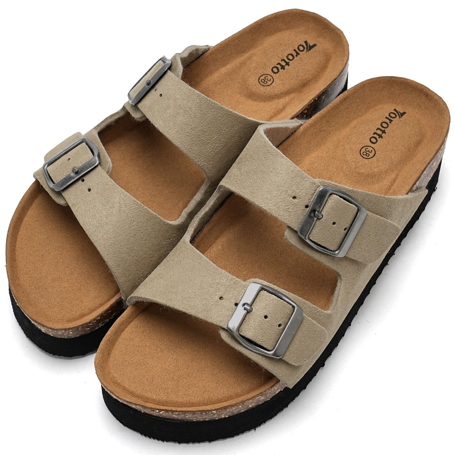 Womens Cork Footbed Slide Sandals Arch Support Adjustable Summer Slip On Yozuru Womens Flat Sandals Cork Footbed Slides with UK | Ubuy main image 4