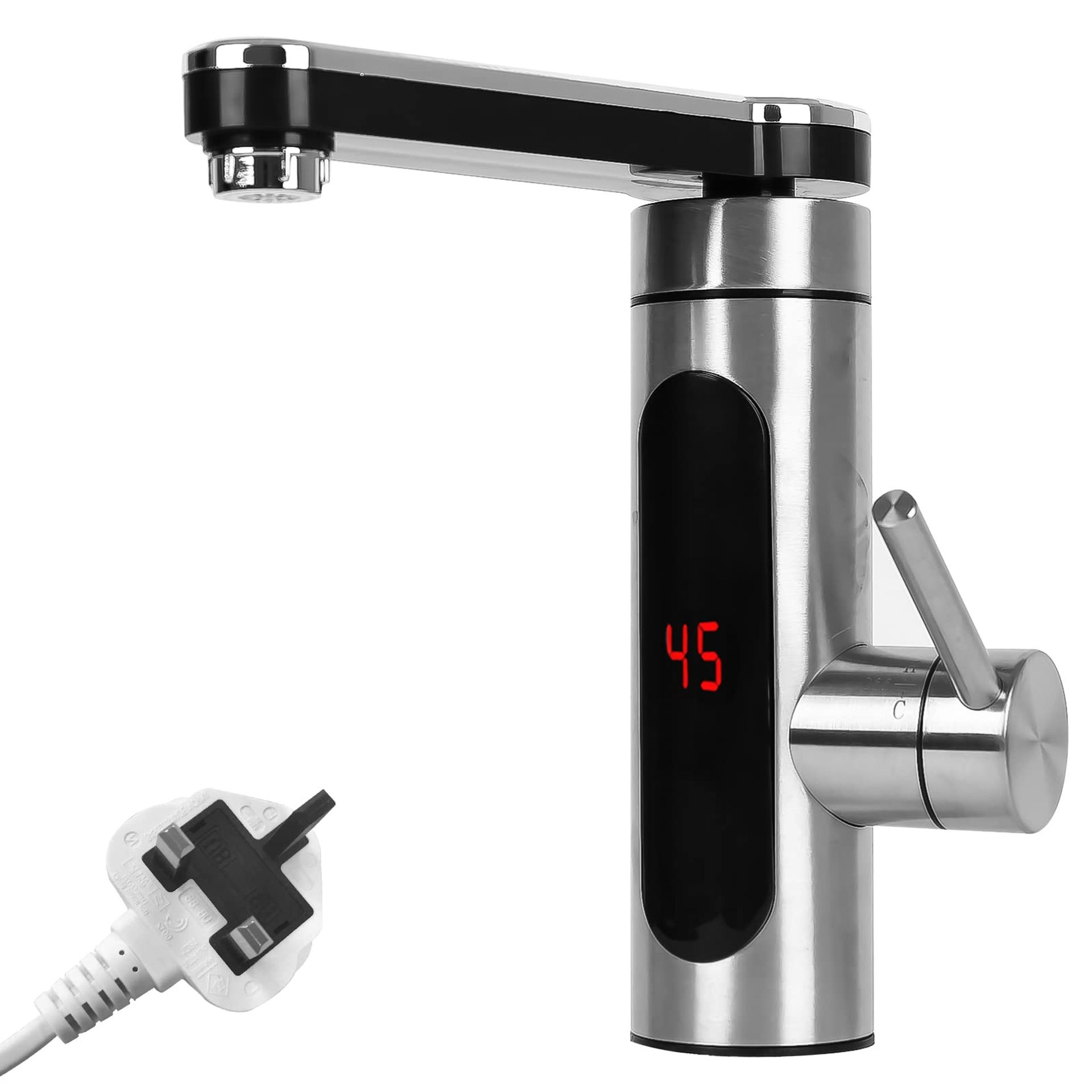 Instant Electric Hot Water Tap 220V with LED Display, 3000W Tankless Heating Faucet for Kitchen & Bathroom