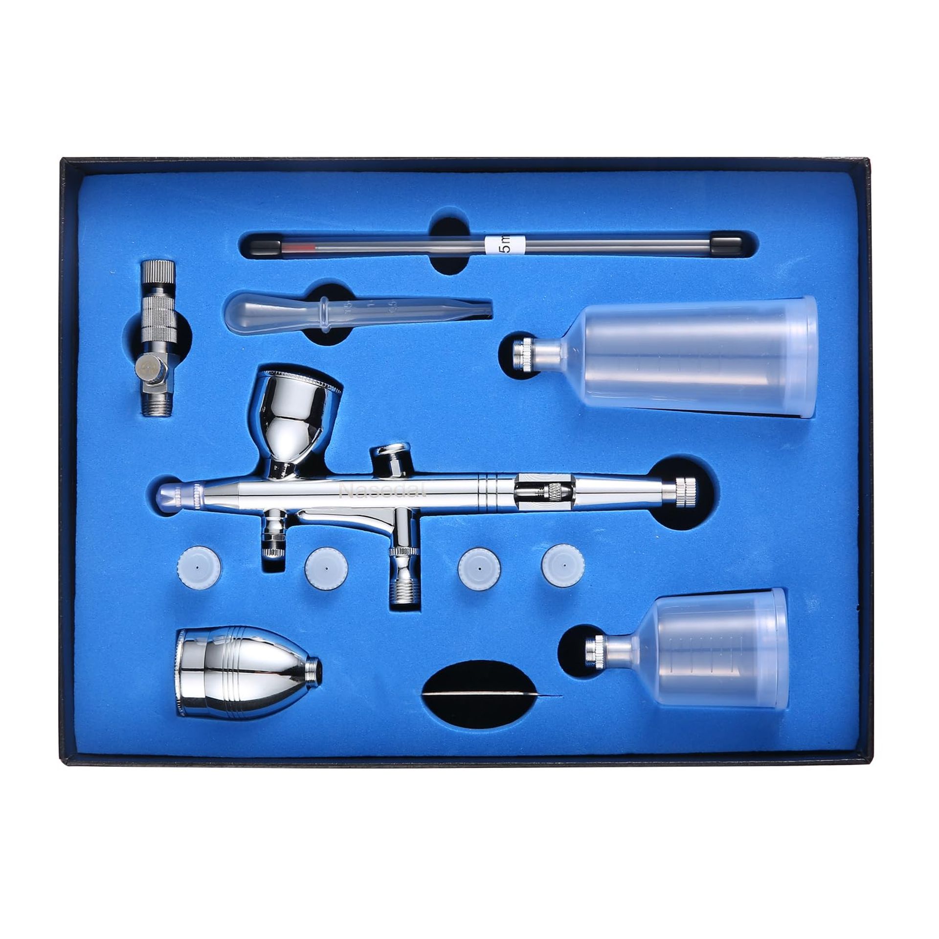 Dual-Action Airbrush Kit with 0.3 & 0.5mm Needles, 4 Fluid Cups, Ideal for Cake Decorating, Nail Art, Models & Makeup