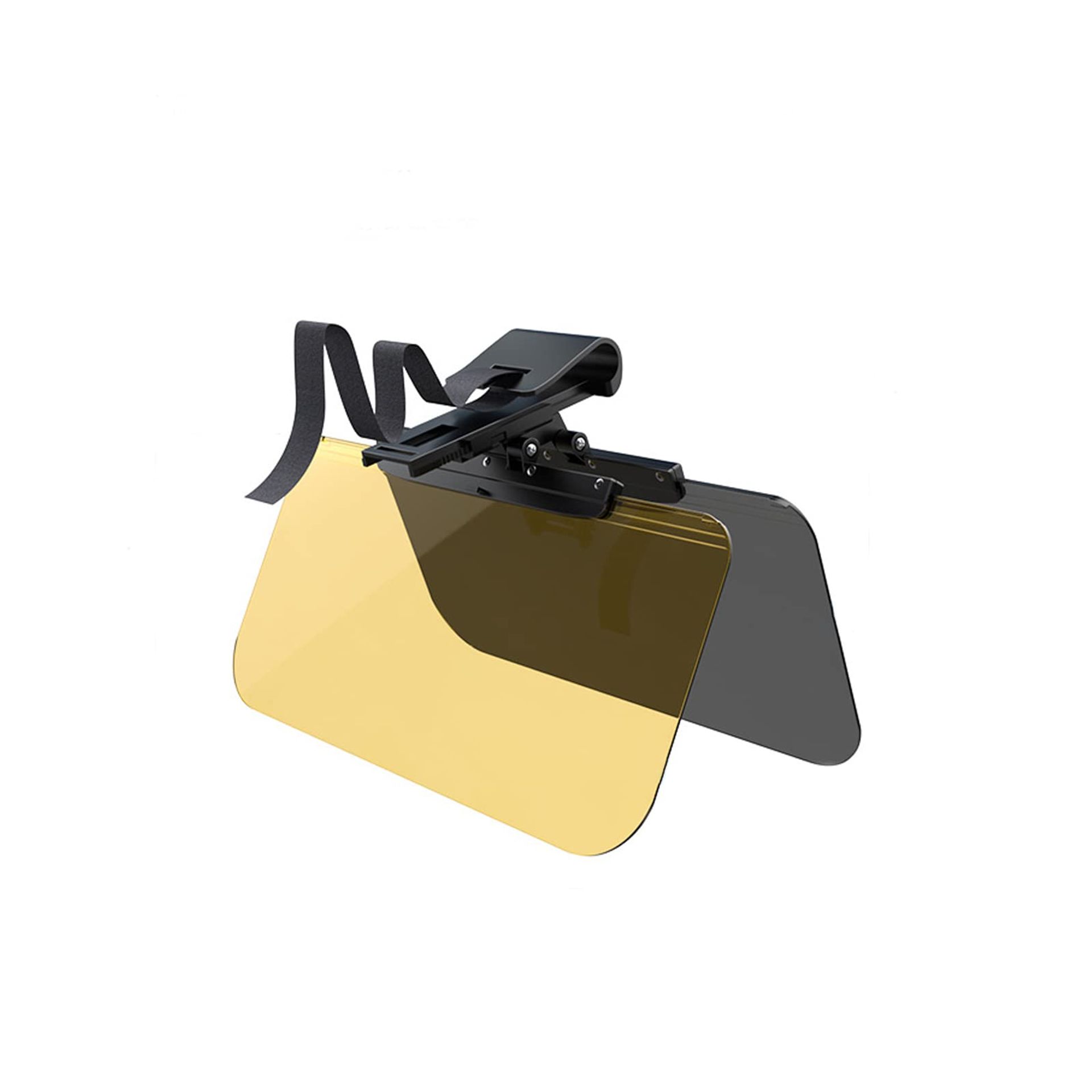 Car Sun Visor Anti-Glare UV Protection Adjustable Driving Shield Day & Night Use Universal Type - Yellow & Black 345x165mm