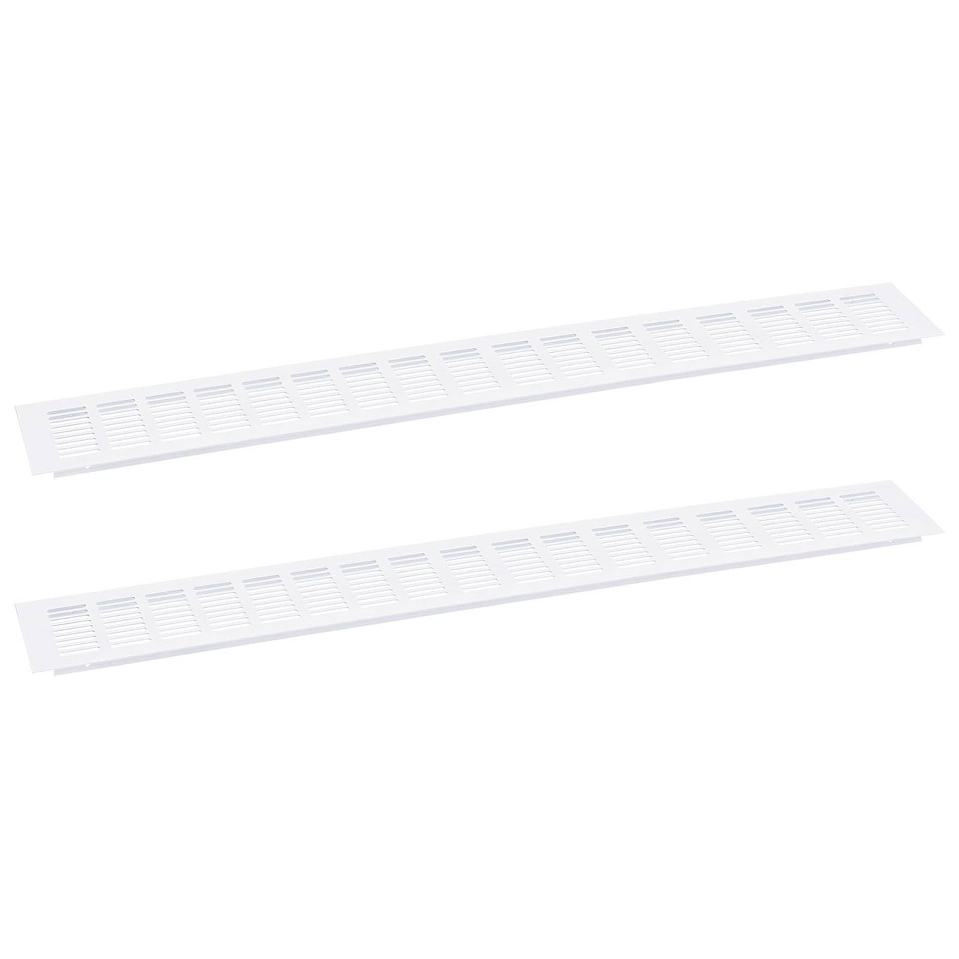 Aluminium Alloy Mesh Air Vent Cover Set 2Pcs for Cabinet Wardrobe Ventilation - White 700 x 100mm