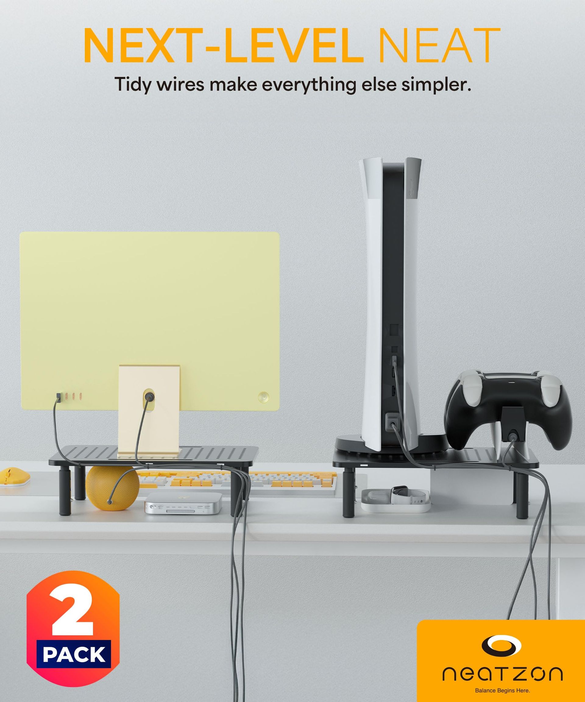 Universal Monitor Stand 2 Pack Adjustable Black
