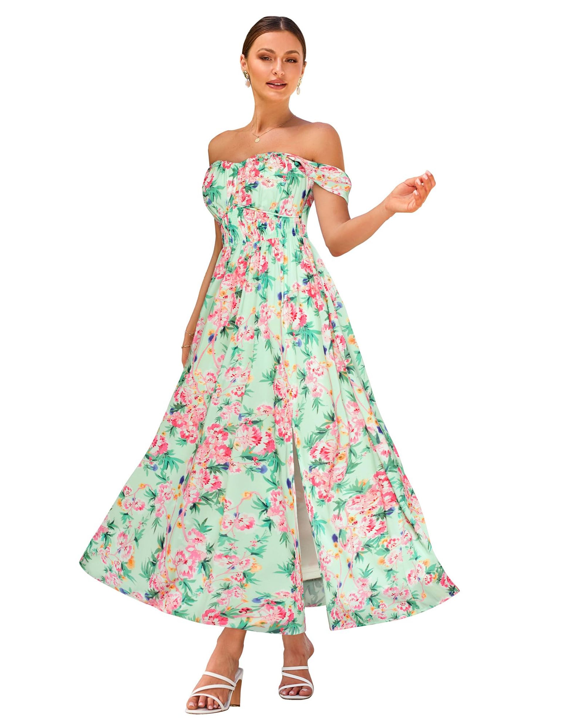 mint green ball gown prom dresses A-Line Off Shoulder Green Long Prom Dress, Green Sweet 16 Dress – dresstby