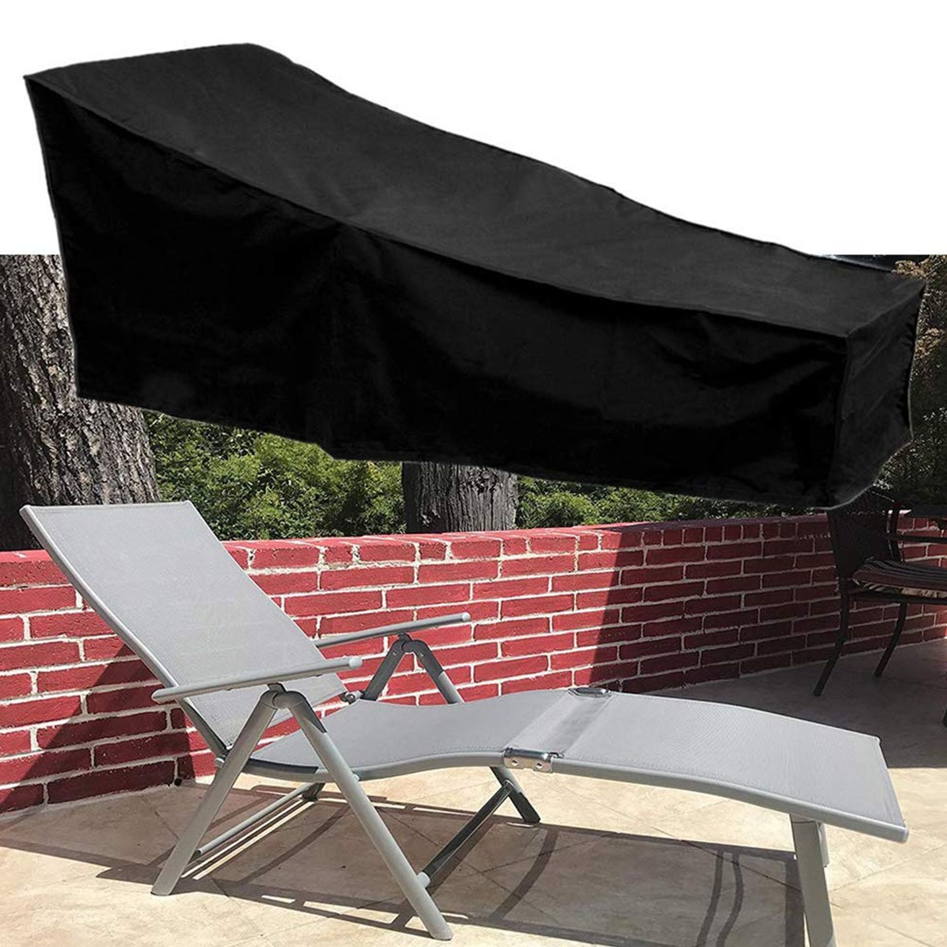 Waterproof Outdoor Chaise Lounge Chair Cover Black, Dust & Sun Protection for Garden Furniture