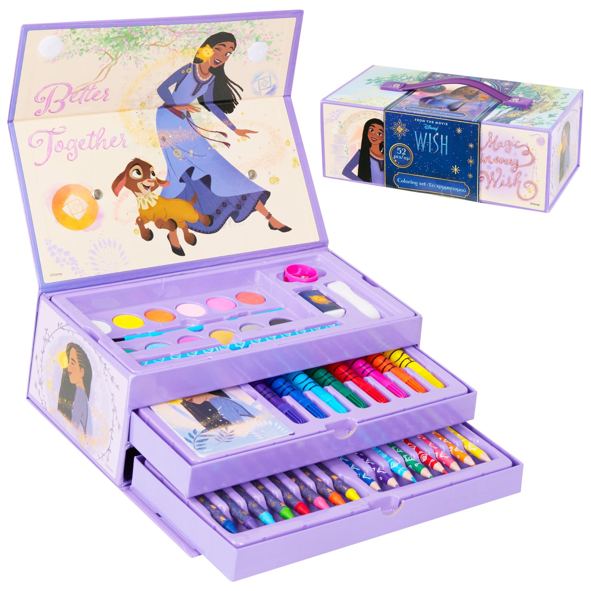 Disney Kids Art Sets - 40+ Piece Painting & Colouring Kit with Crayons for Creative Fun