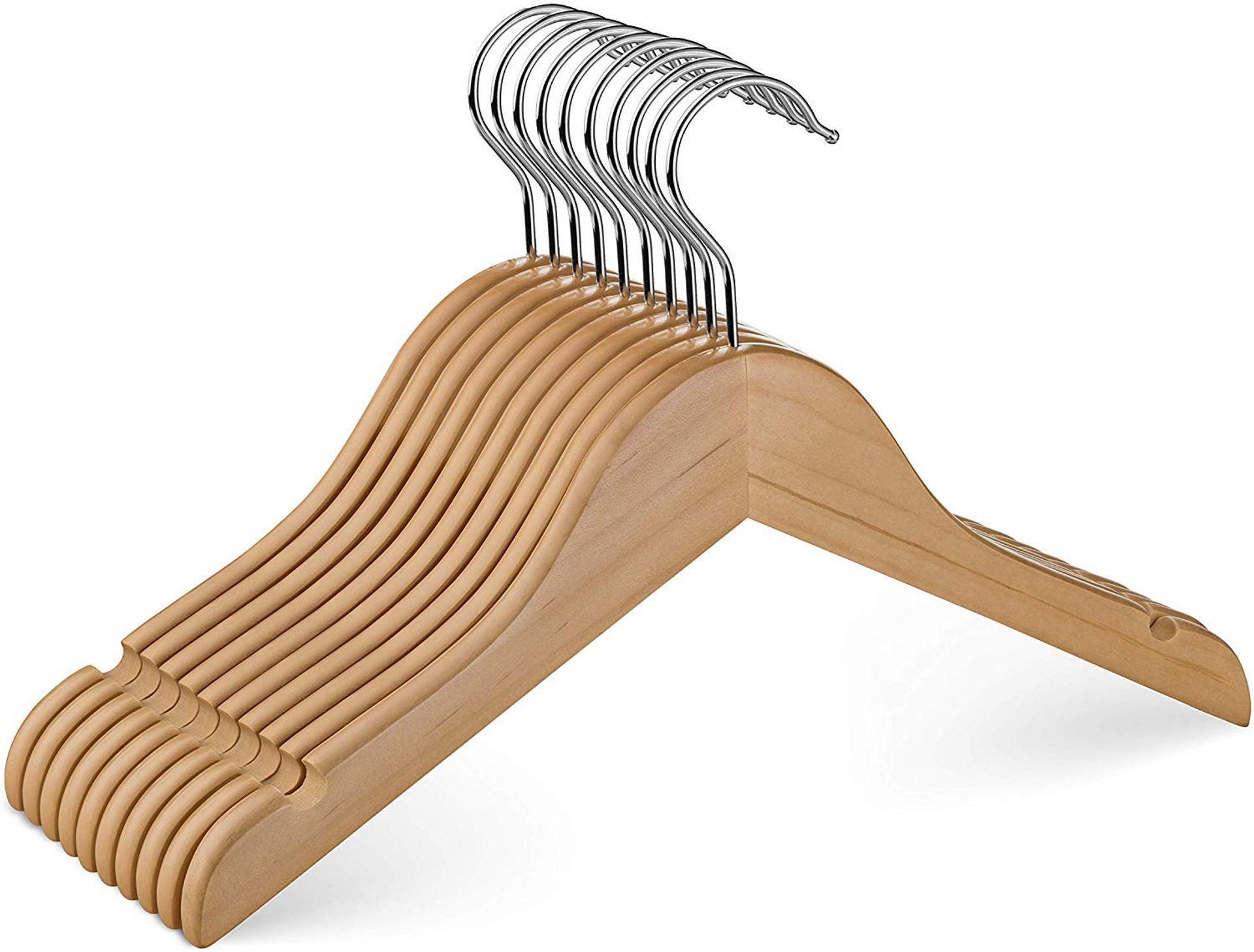 High-Grade Wooden Children's Hangers 10 Pack - Durable Toddler Coat Hangers with Swivel Hook & Dress Notches