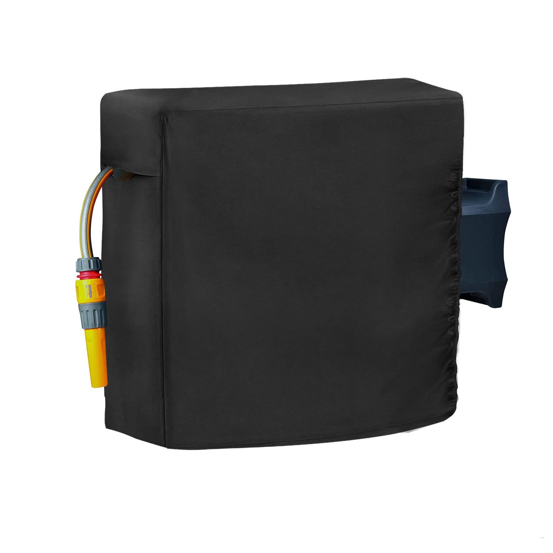 Retractable Hose Reel Cover Weatherproof UV Resistant Wall Mounted Protection for Garden Hose Reel - Black 66x28x56cm