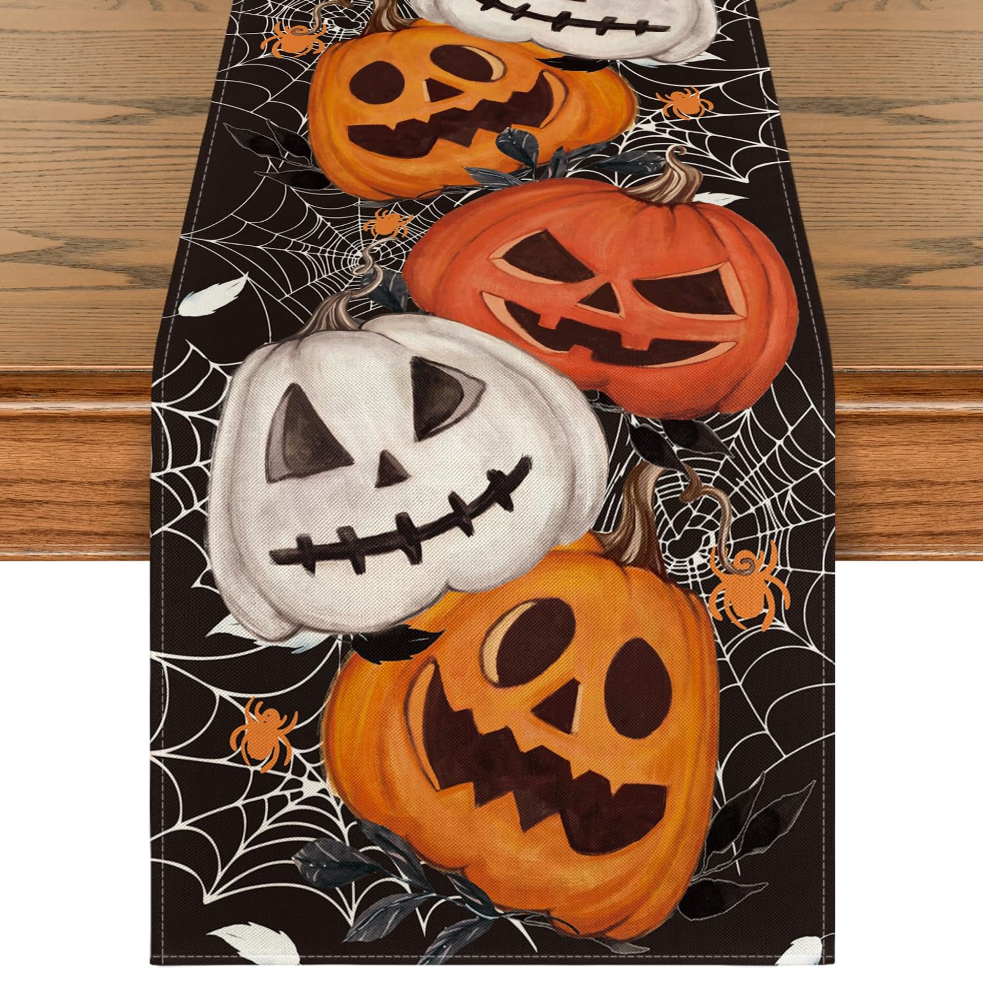 Artoid Mode 40x240 cm Halloween Table Runner - Jack-O-Lantern & Spider Web Design