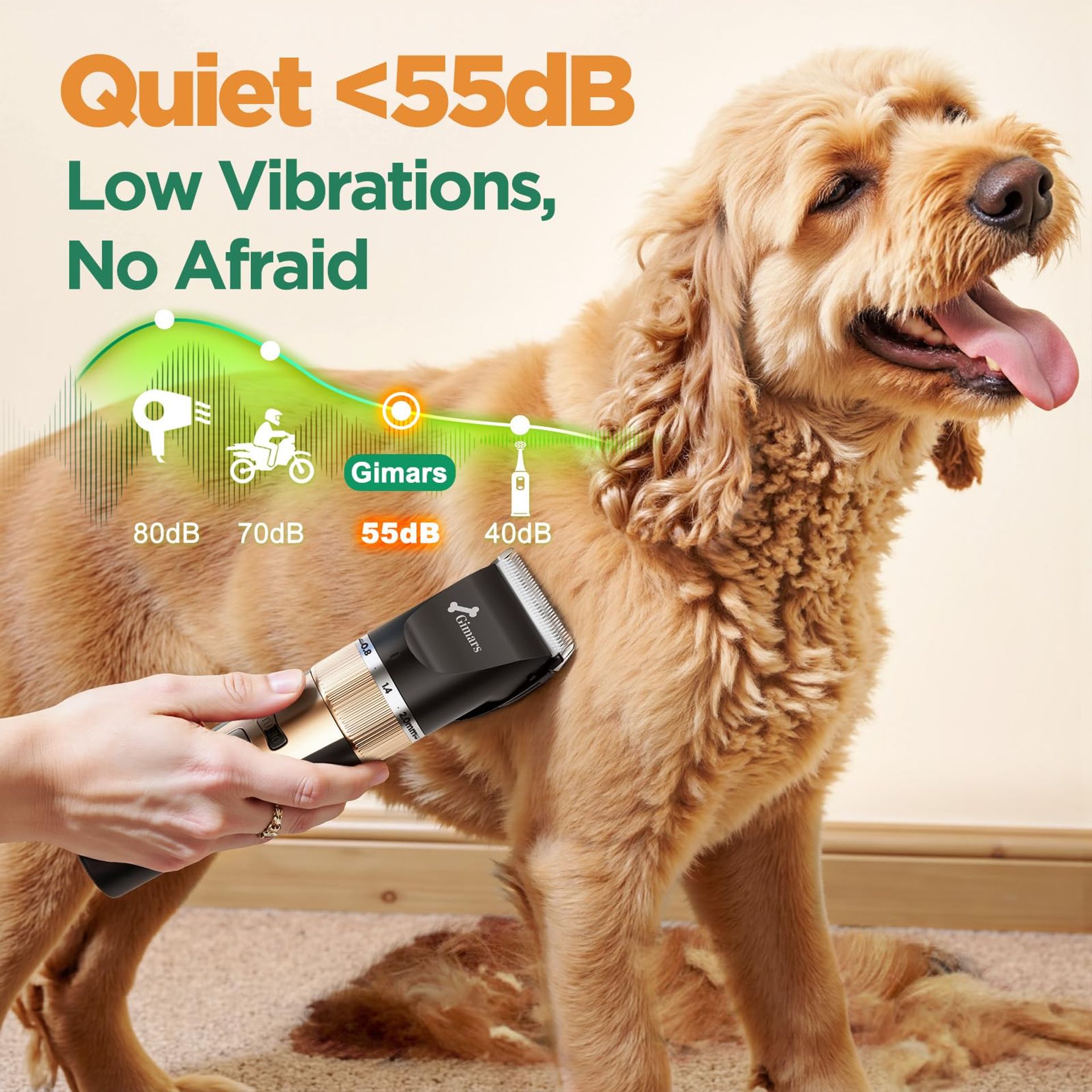 6-In-1 Low Noise Dog Clippers & Grooming Kit With Rechargeable Cordless P