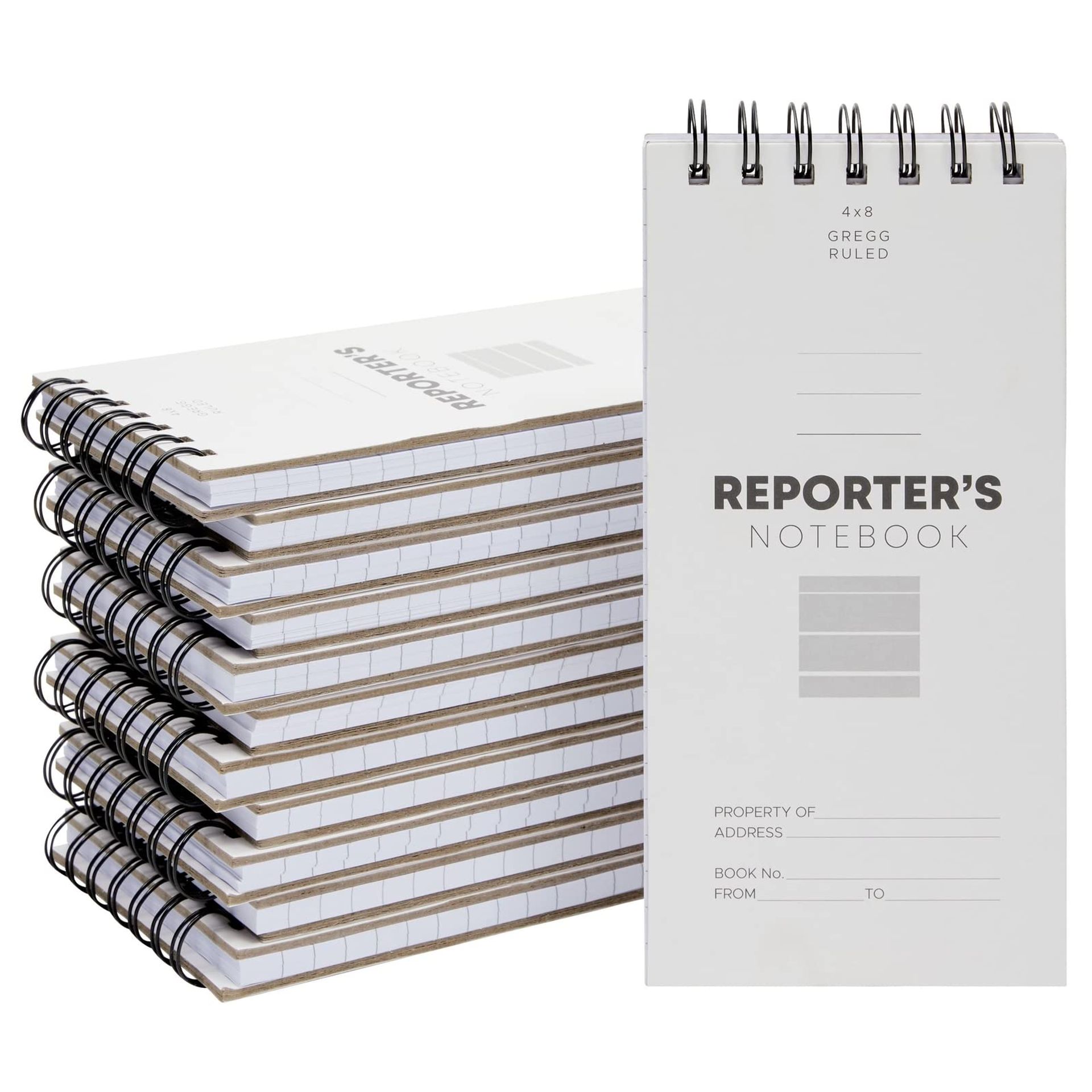 12 Pack Spiral Reporter's Notebooks, 70 Sheets, 10x20.5 cm - Ideal for Journalists & Detectives