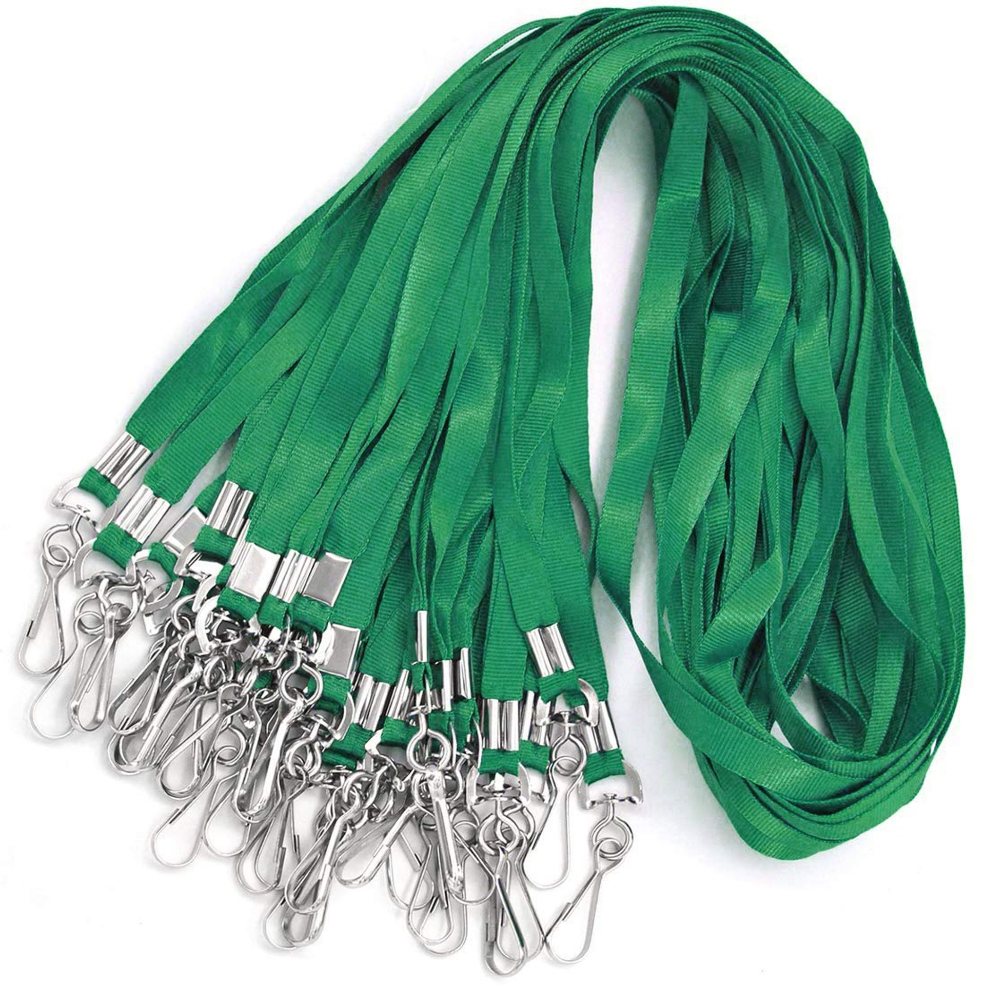 Lanyards for ID Badges Bulk Flat Strap with Swivel J-Hook for Name Tags and Holders - Black 100 Pack