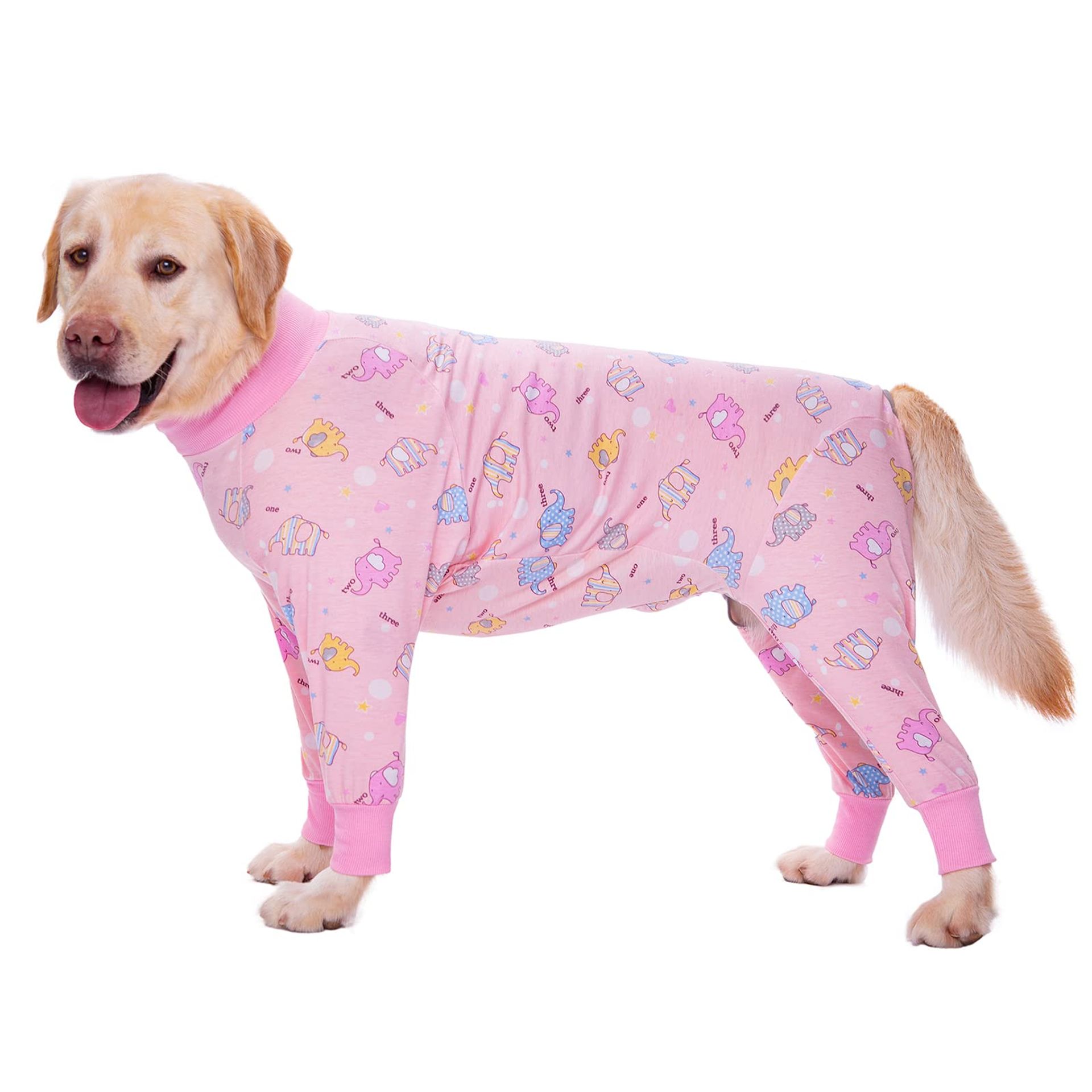 Dog Recovery Suit Soft Long Sleeve Onesie Post-Surgery Anti-Lick Wear for Large Breeds - Elephant 7XL