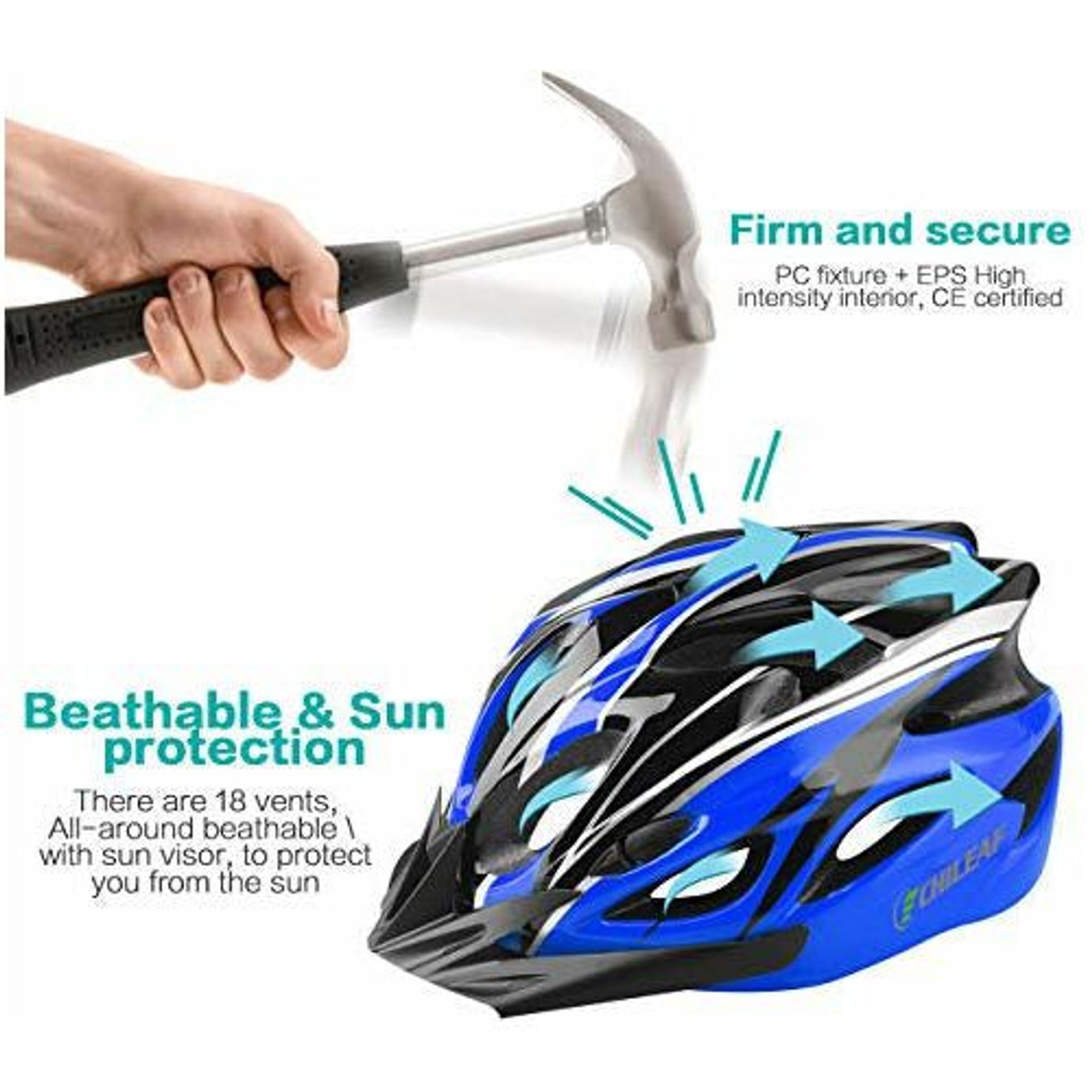 Chileaf Adult Bike Helmet 56-64Cm With Visor, Sports Face Scarf, 18 Vents