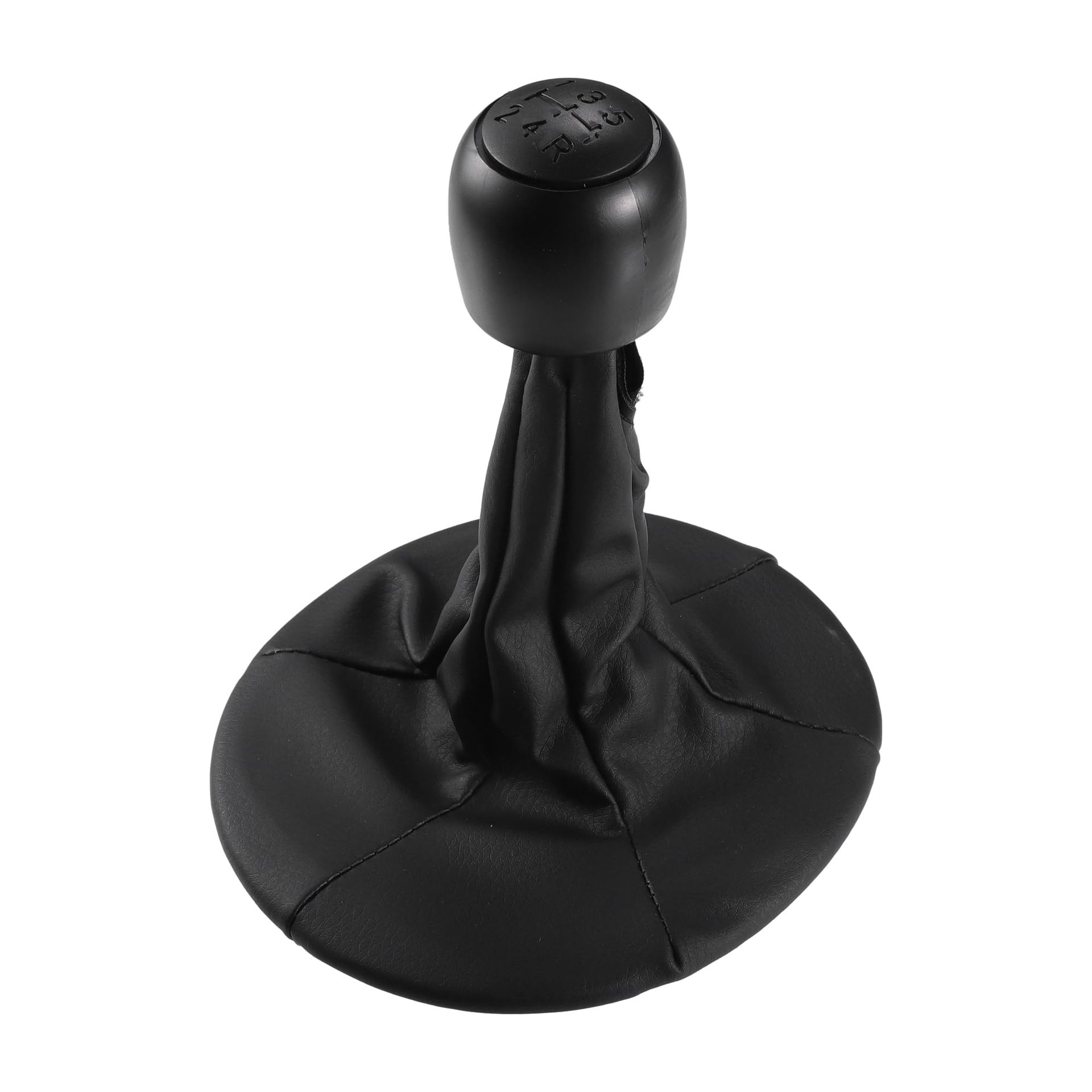 Black 5 Speed Gear Shift Knob with Boot Cover for Fiat 500 & Panda 2003-2013 - Durable Faux Leather & Easy Fit