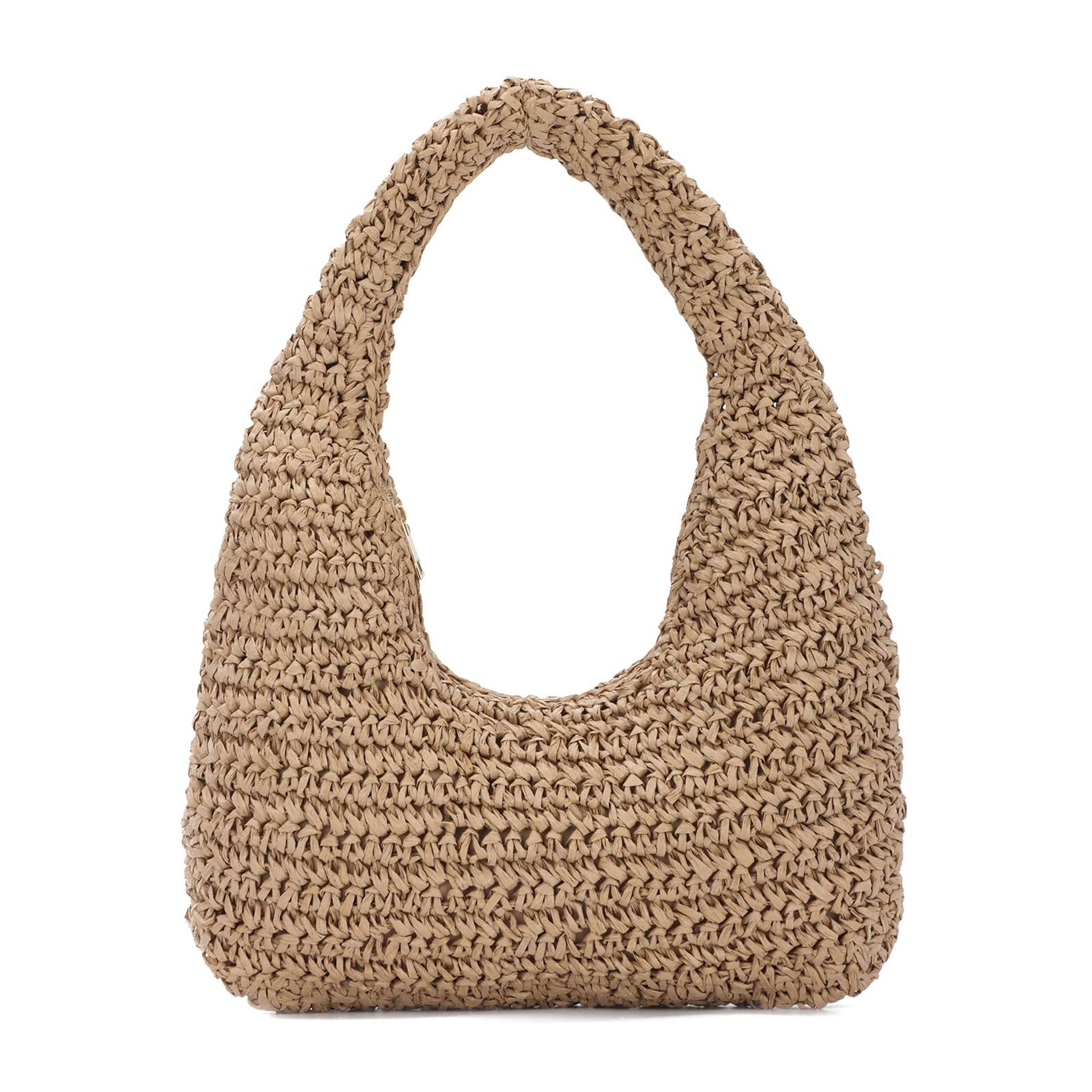 Women's Straw Tote Bag - Woven Raffia Shoulder Beach Bag for Summer Holidays, Travel & Everyday Use