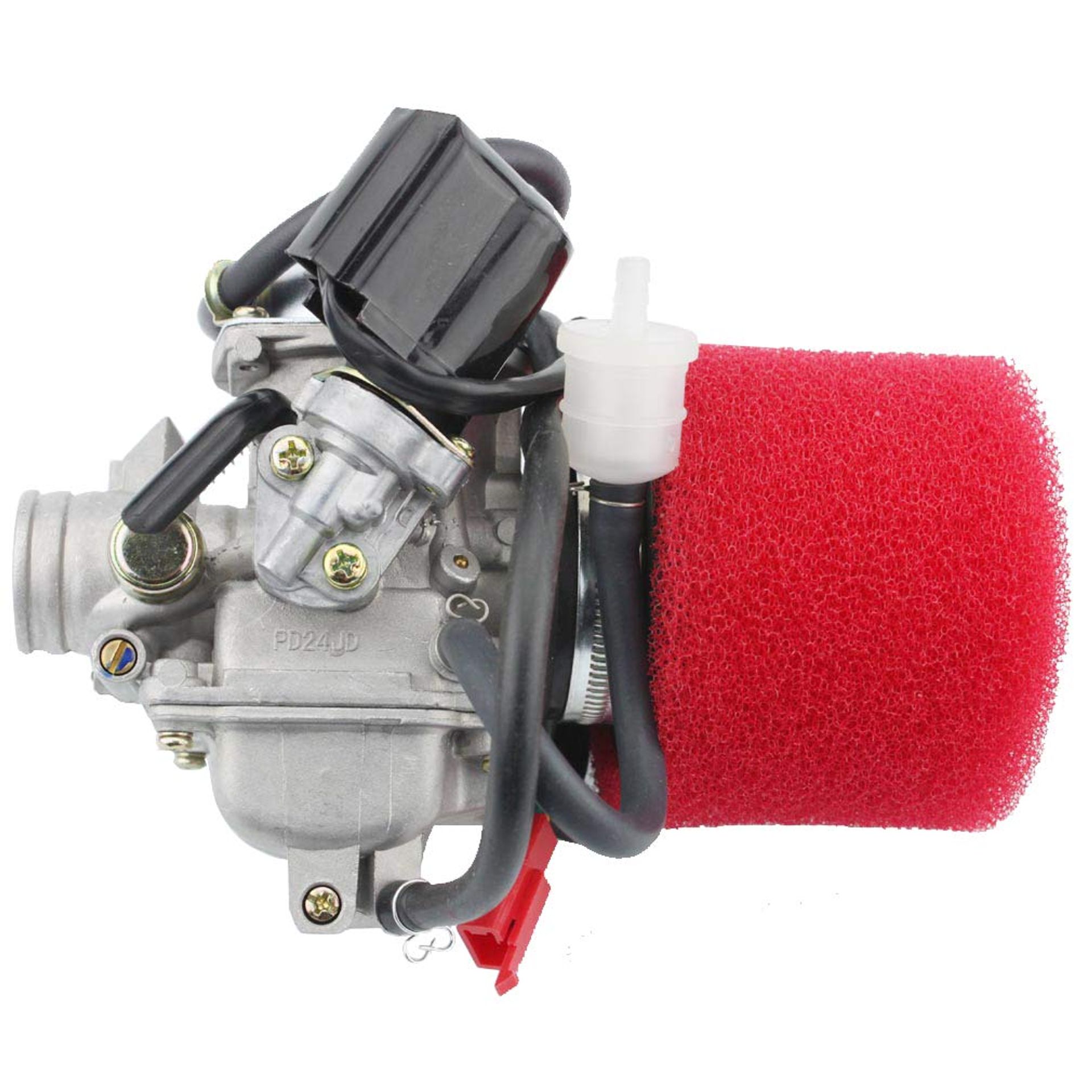 PD24J Carburettor with Air Filter Replacement for GY6 125cc 150cc ATV Scooter Go Kart Engine - Red PD24J