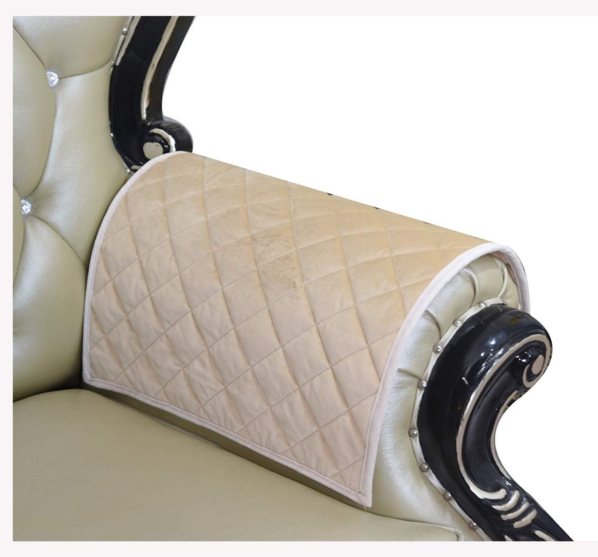 Sofa Armrest Covers 2 Piece Set Quilted Velvet Anti-Slip Furniture Protector - Asand 14x14 Inches